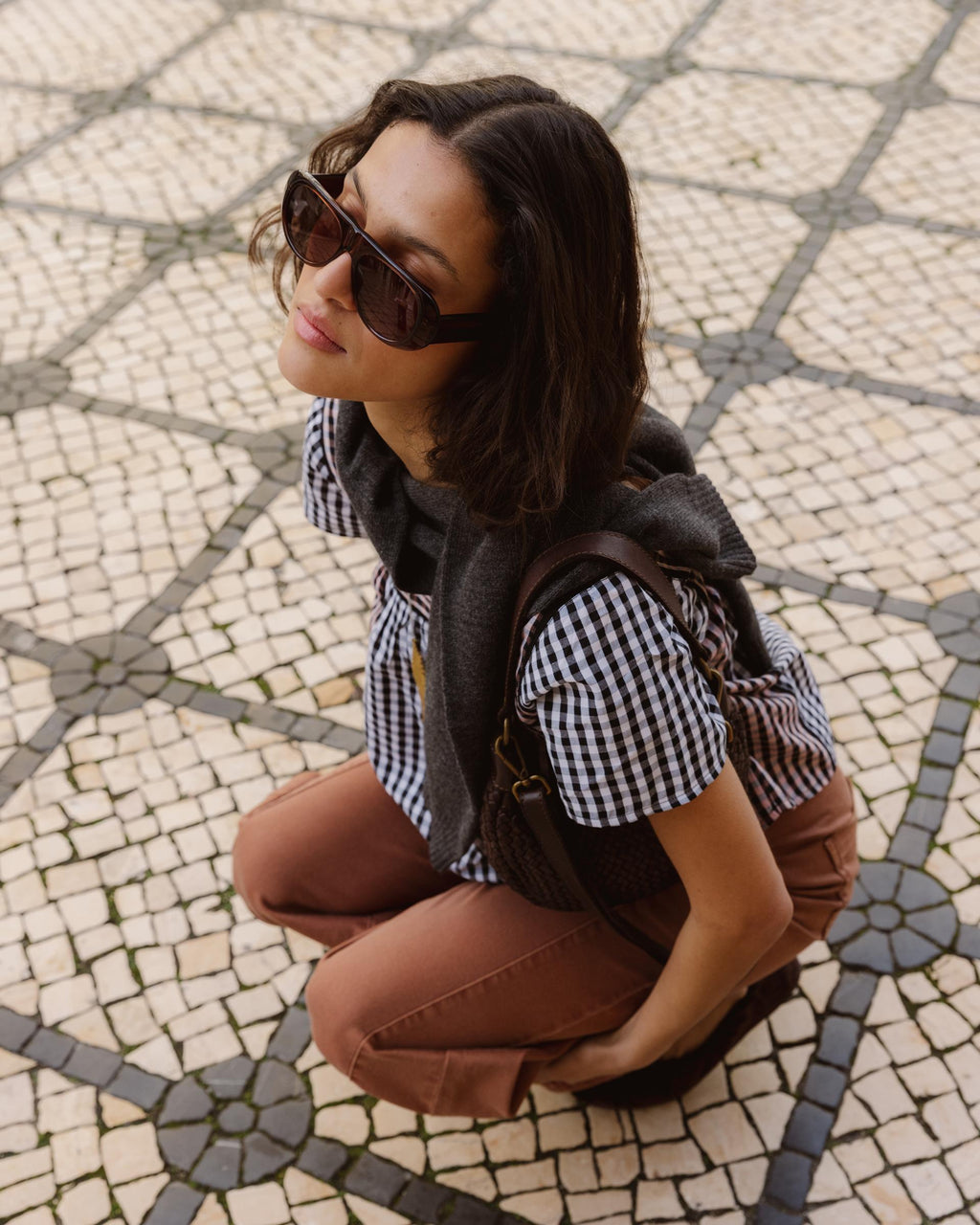 Blusa Cuadros Vichy Contraste Negro