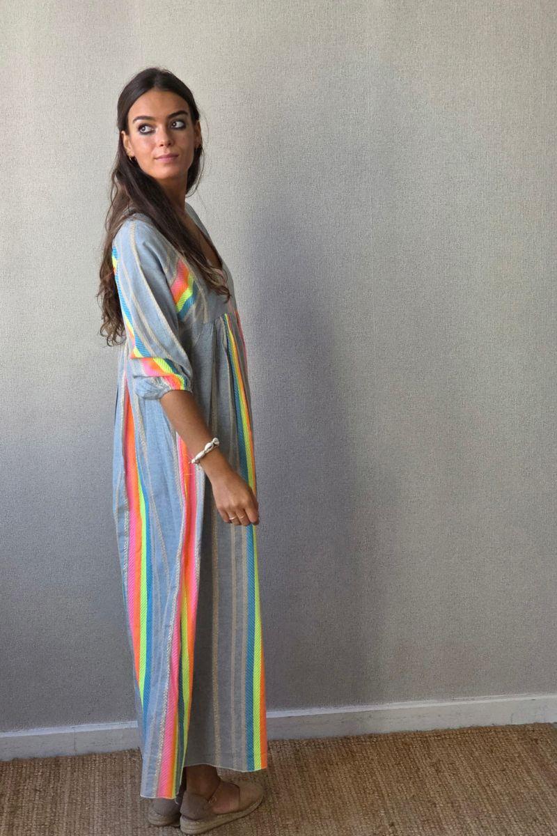 Vestido Flúor con Brillos Azul