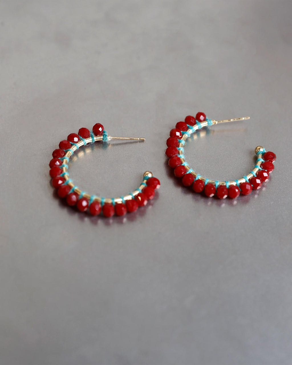 Pendientes Aros Bolitas Rojo