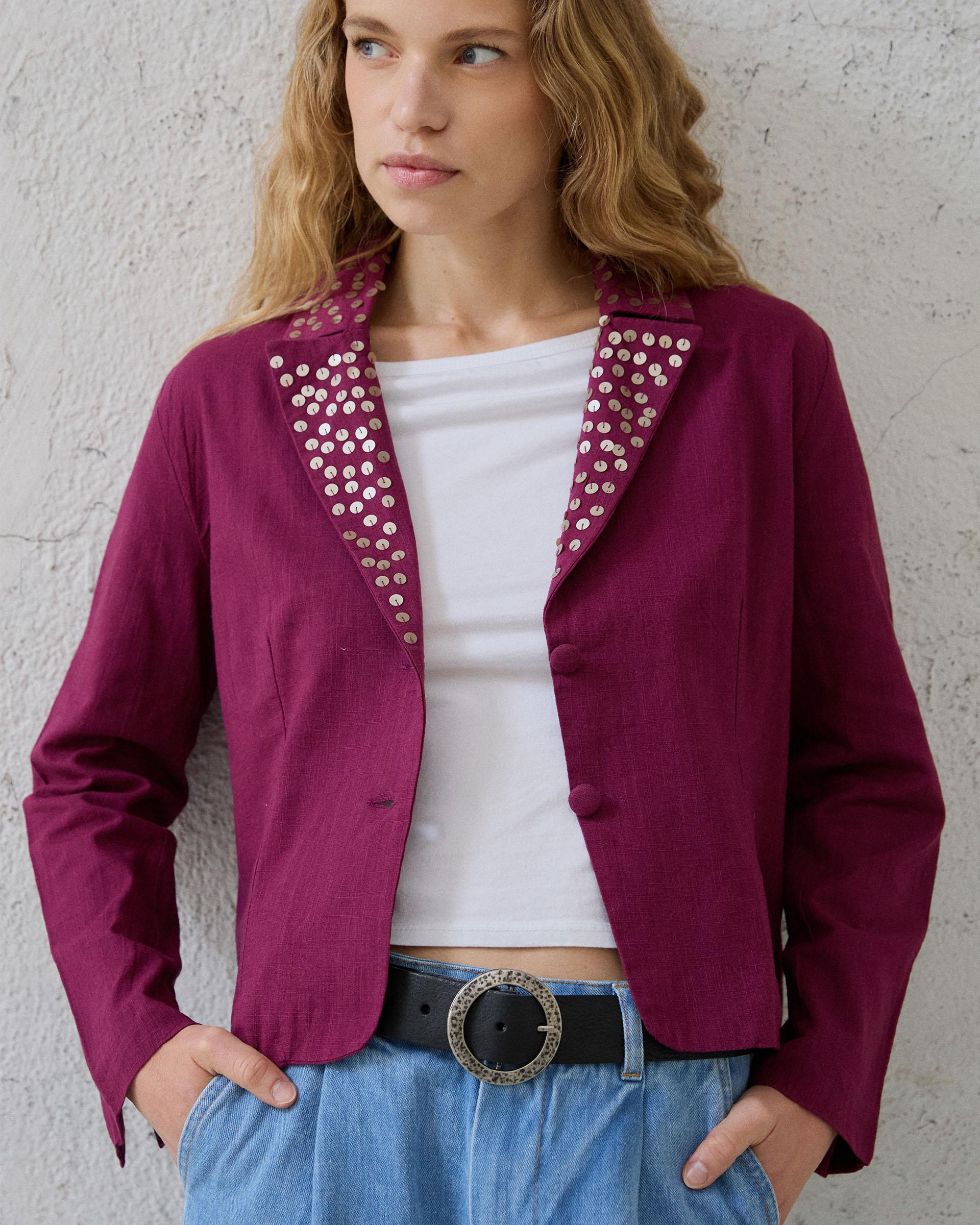 Blazer Lentejuelas Rosa Oscuro