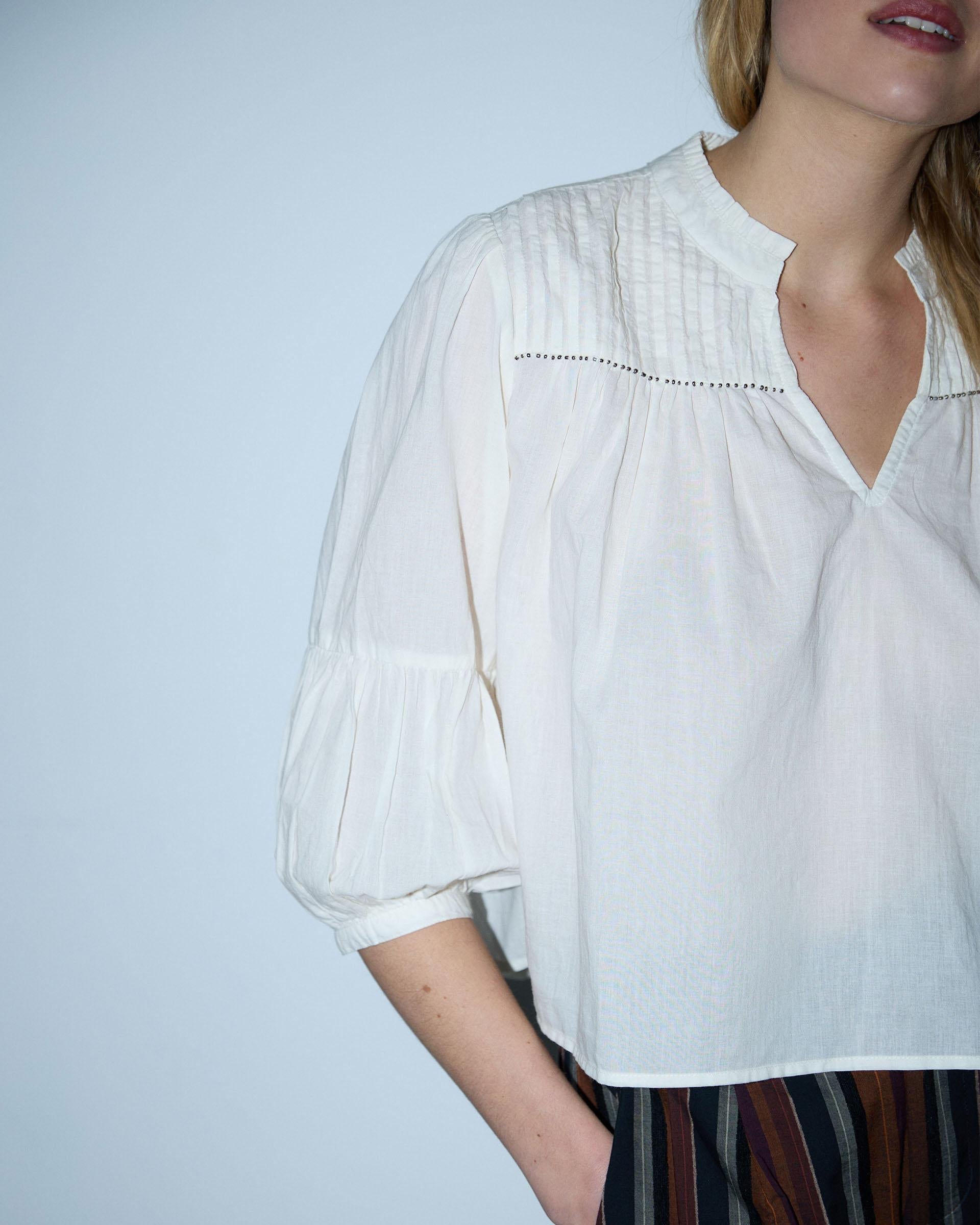 Blusa Jaretas Abalorios Blanca