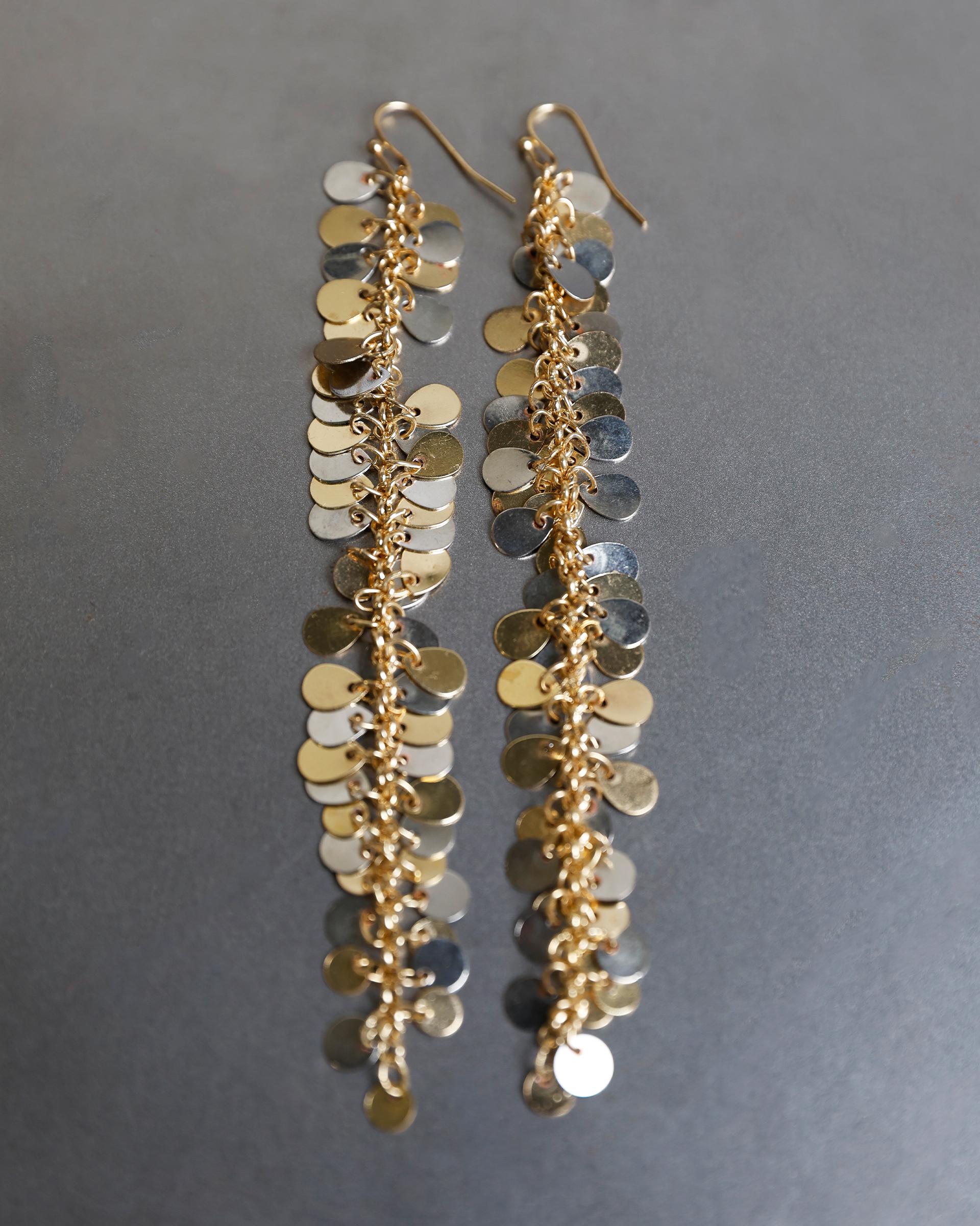 Pendientes Largos Lentejuelas Oro
