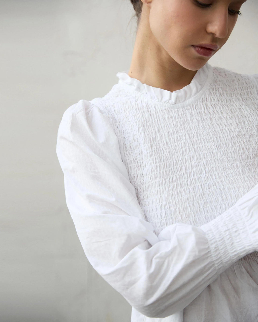Blusa Nido De Abeja Blanca