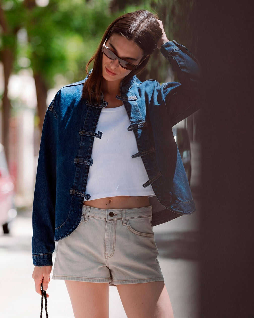 Cazadora Denim Alamares Azul