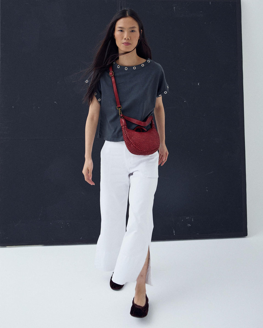 Jeans Dobladillo Abertura Blanco
