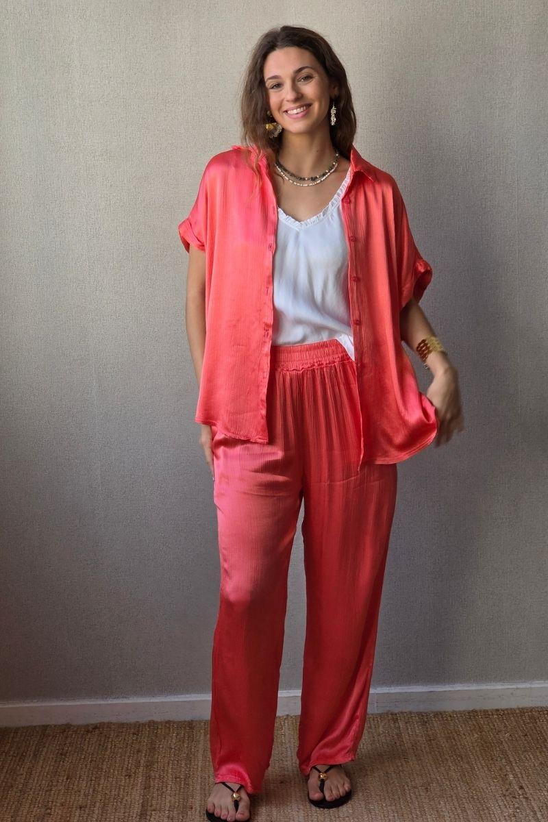 Pantalón de raso coral