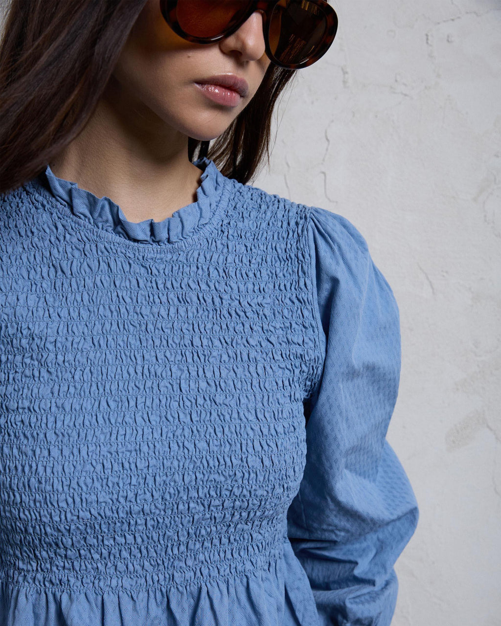 Blusa Nido De Abeja Azul