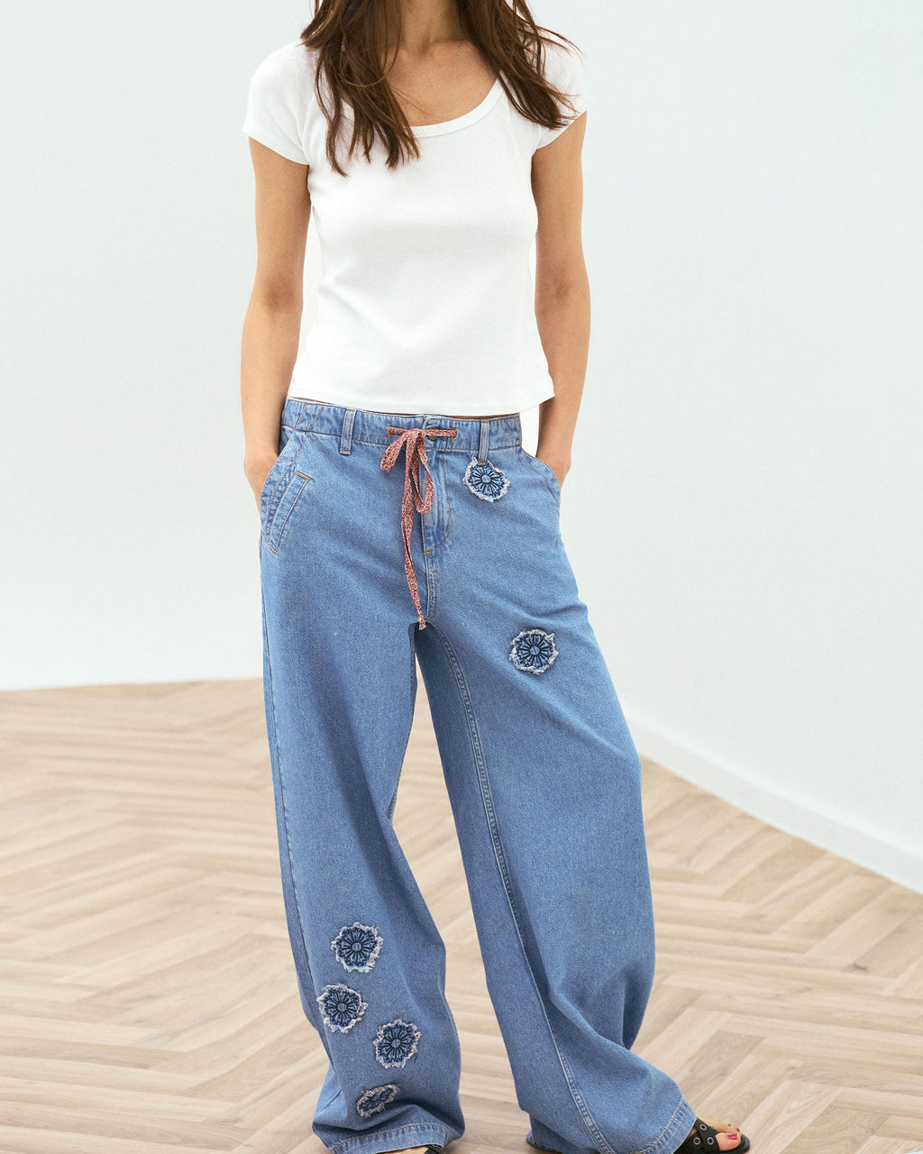 Jeans Parches Florales Azul
