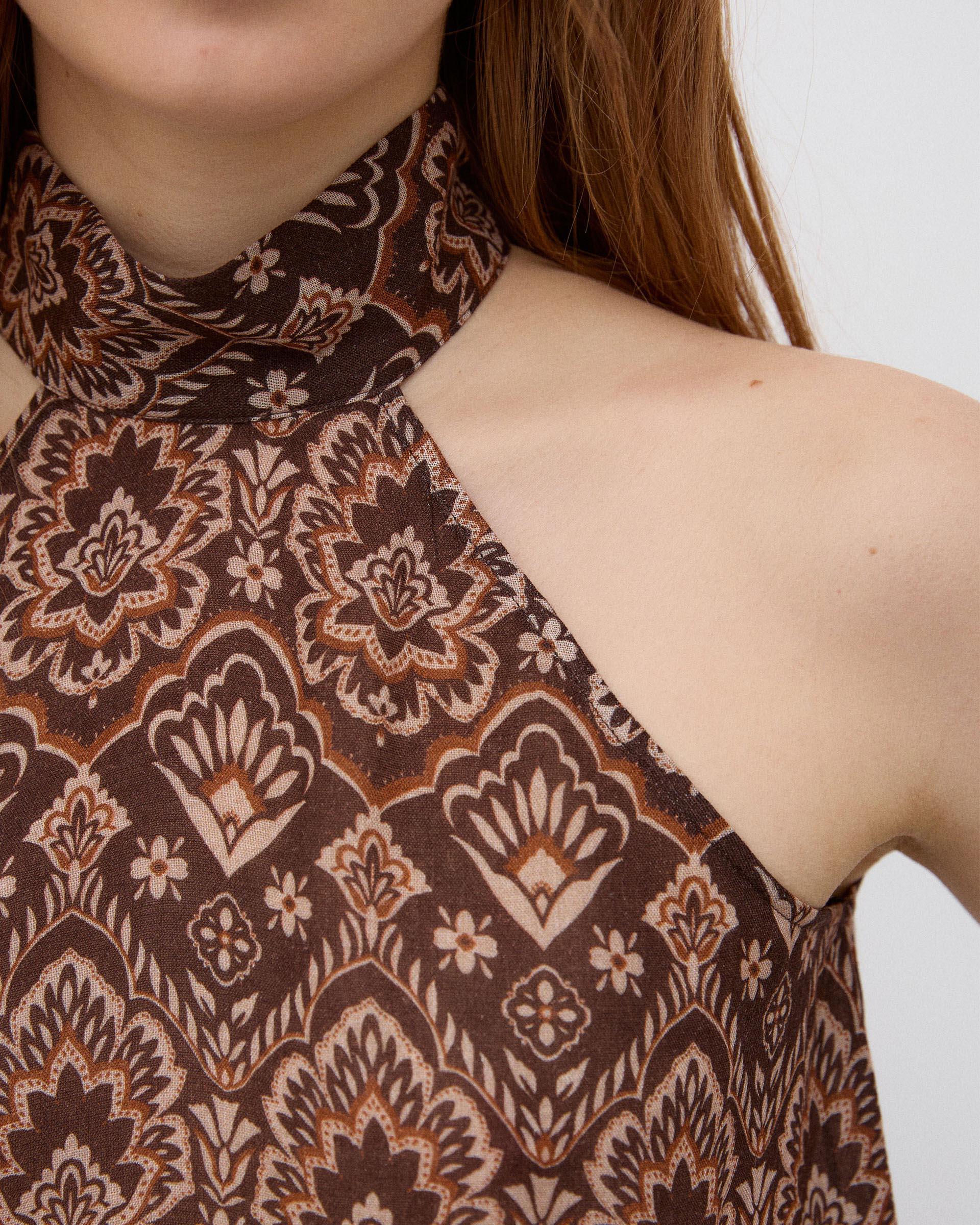 Top Halter Estampado Marrón