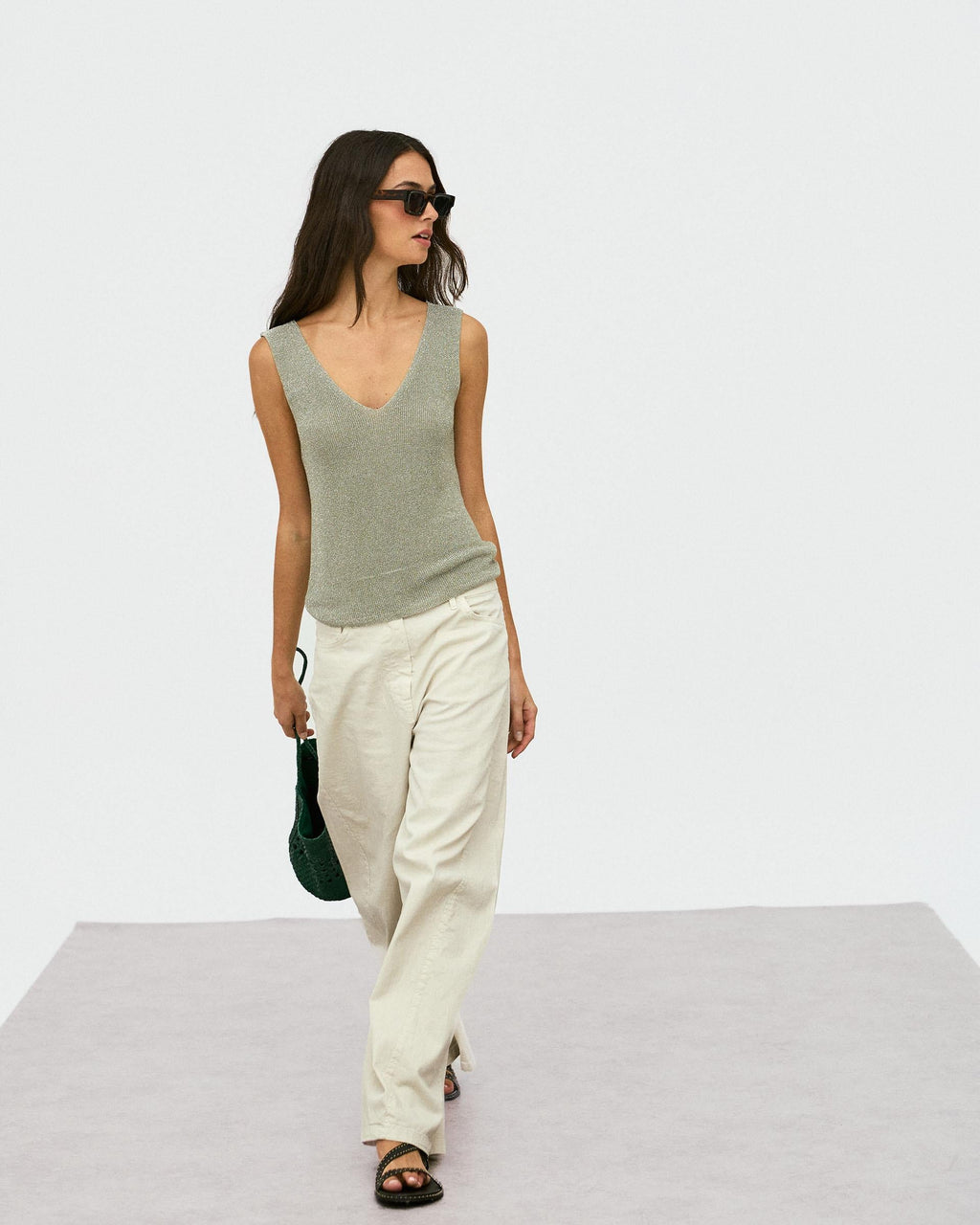Top Tirantes Lurex Verde