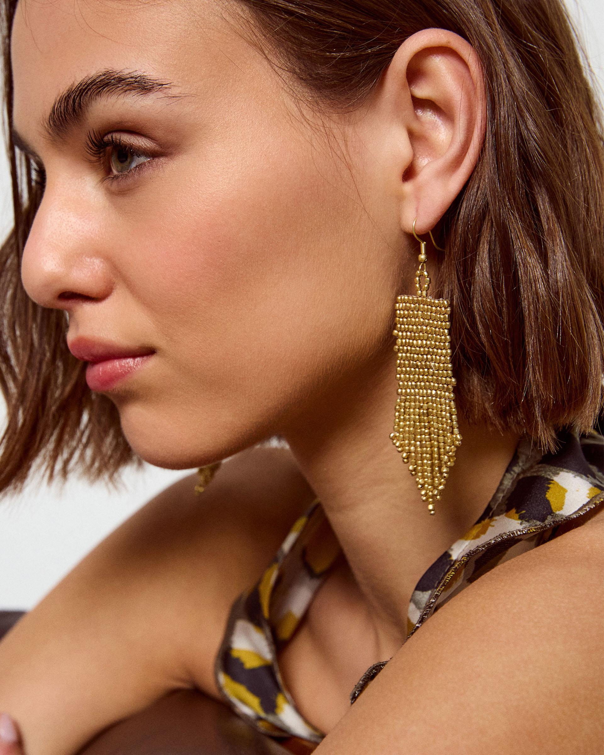 Pendientes Étnico Flecos Oro