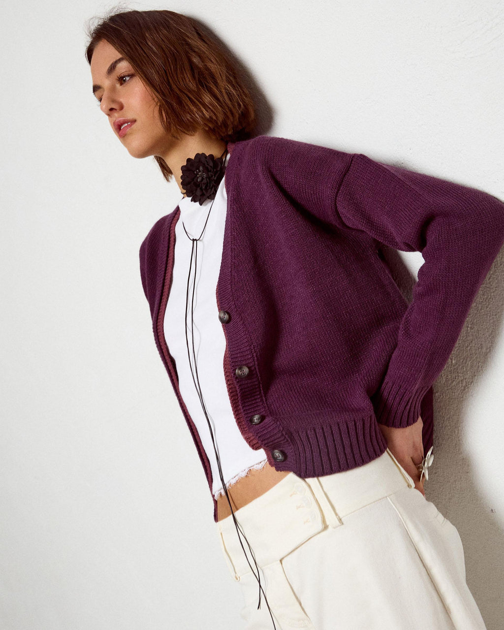 Chaqueta Contrastes Bicolor Morado