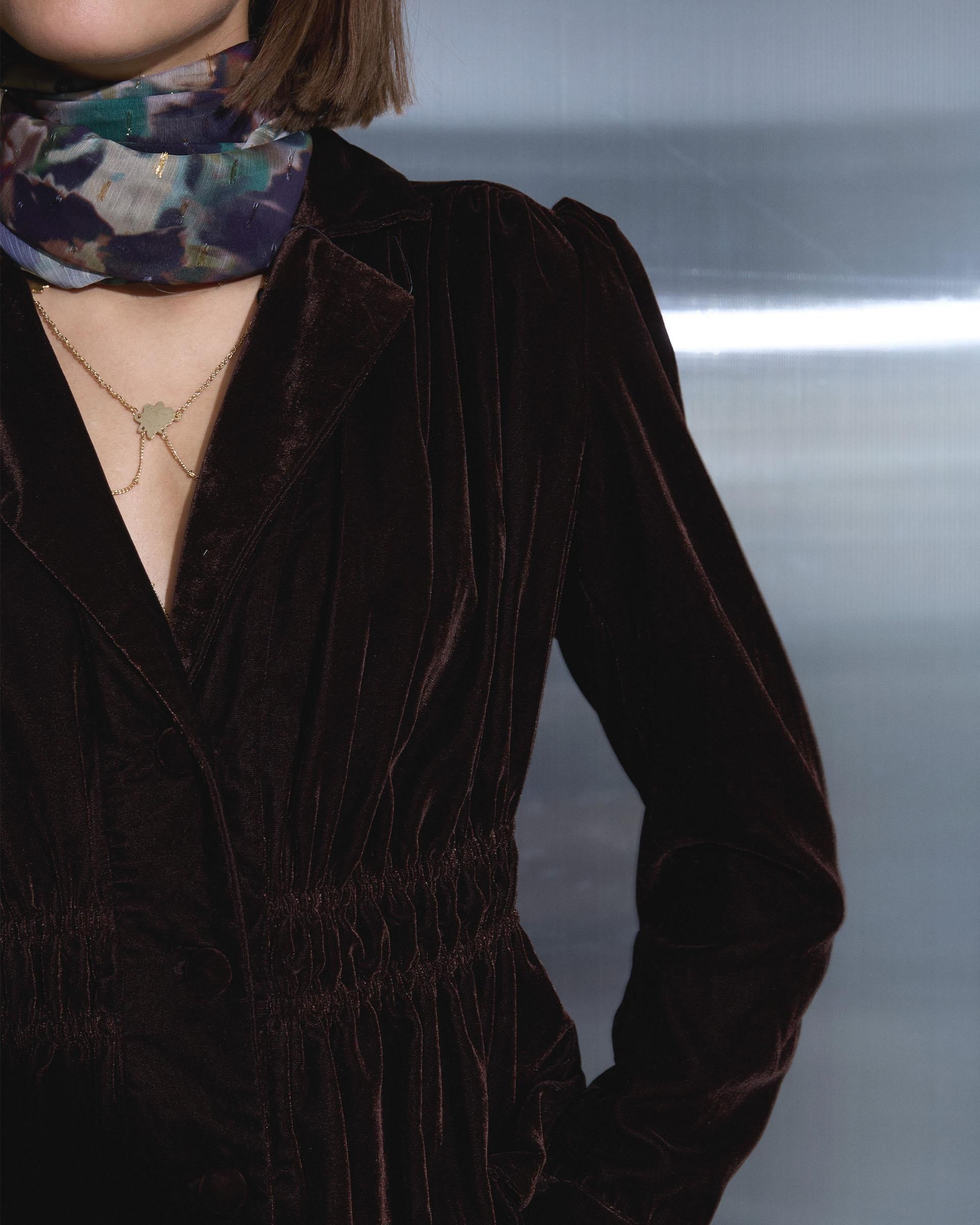 Chaqueta Terciopelo Frunces Marrón