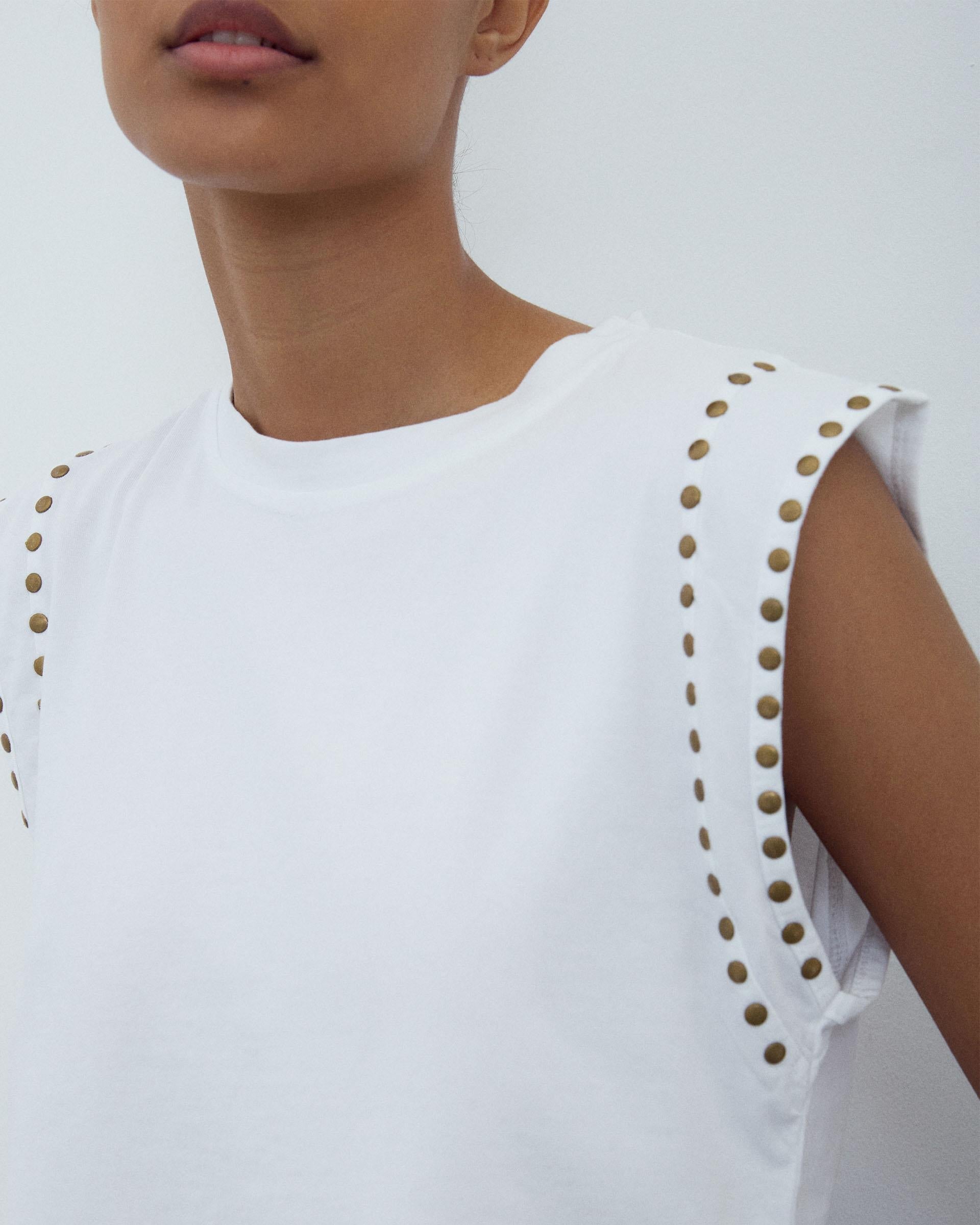 Camiseta Tachuelas Mangas Blanco