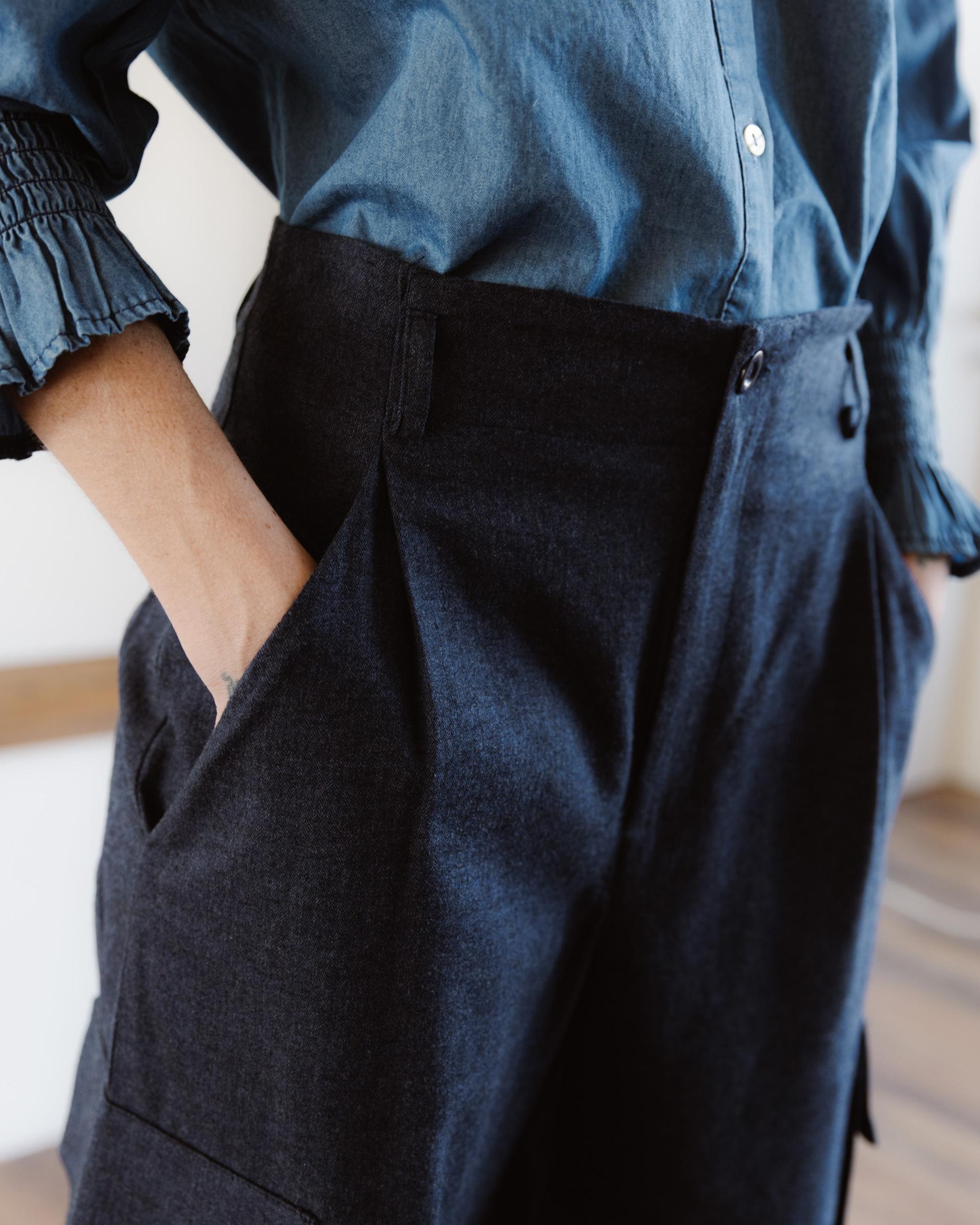 Pantalón Pinzas Bolsillos Cargo Azul Marino