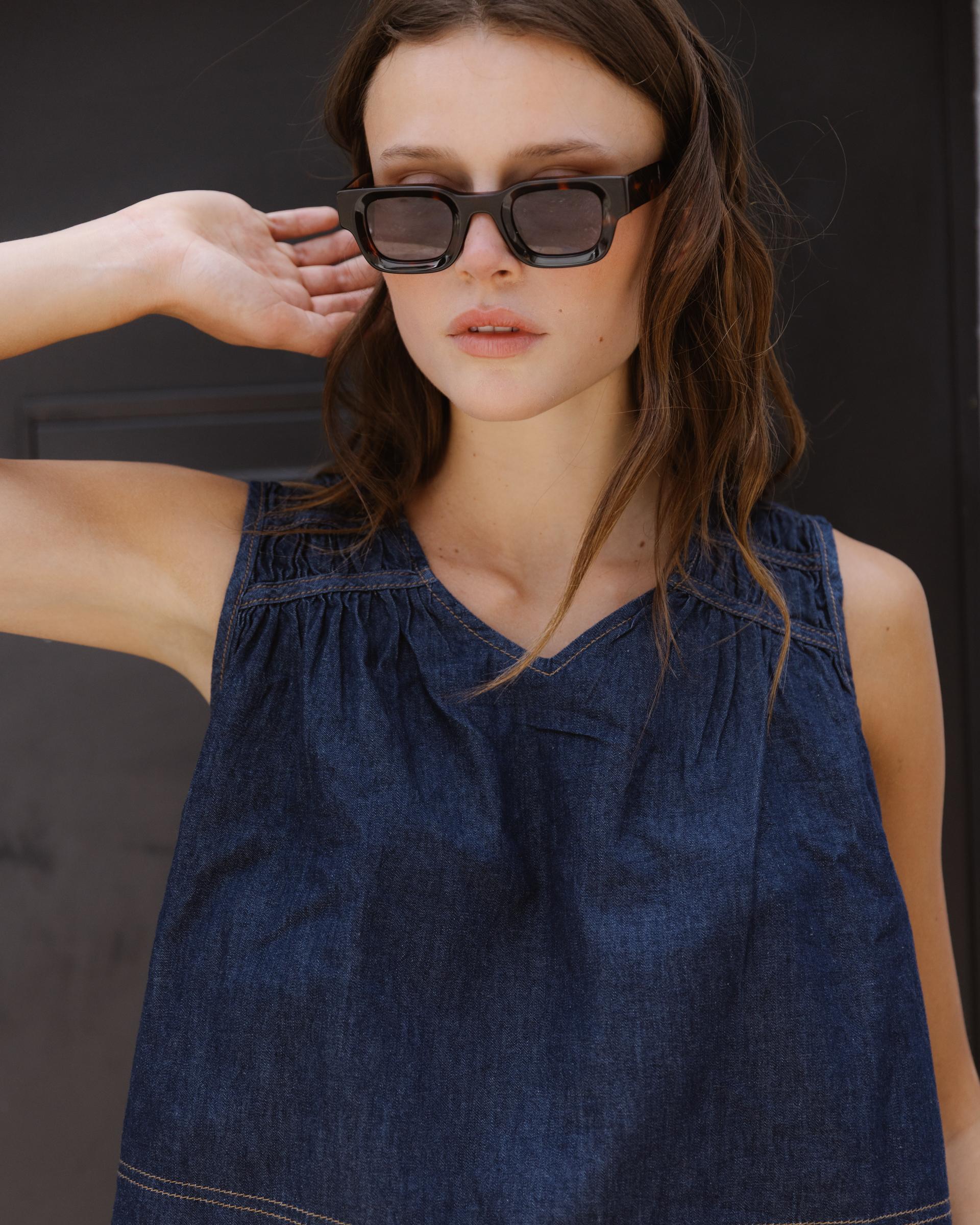Top Gomas Denim Azul