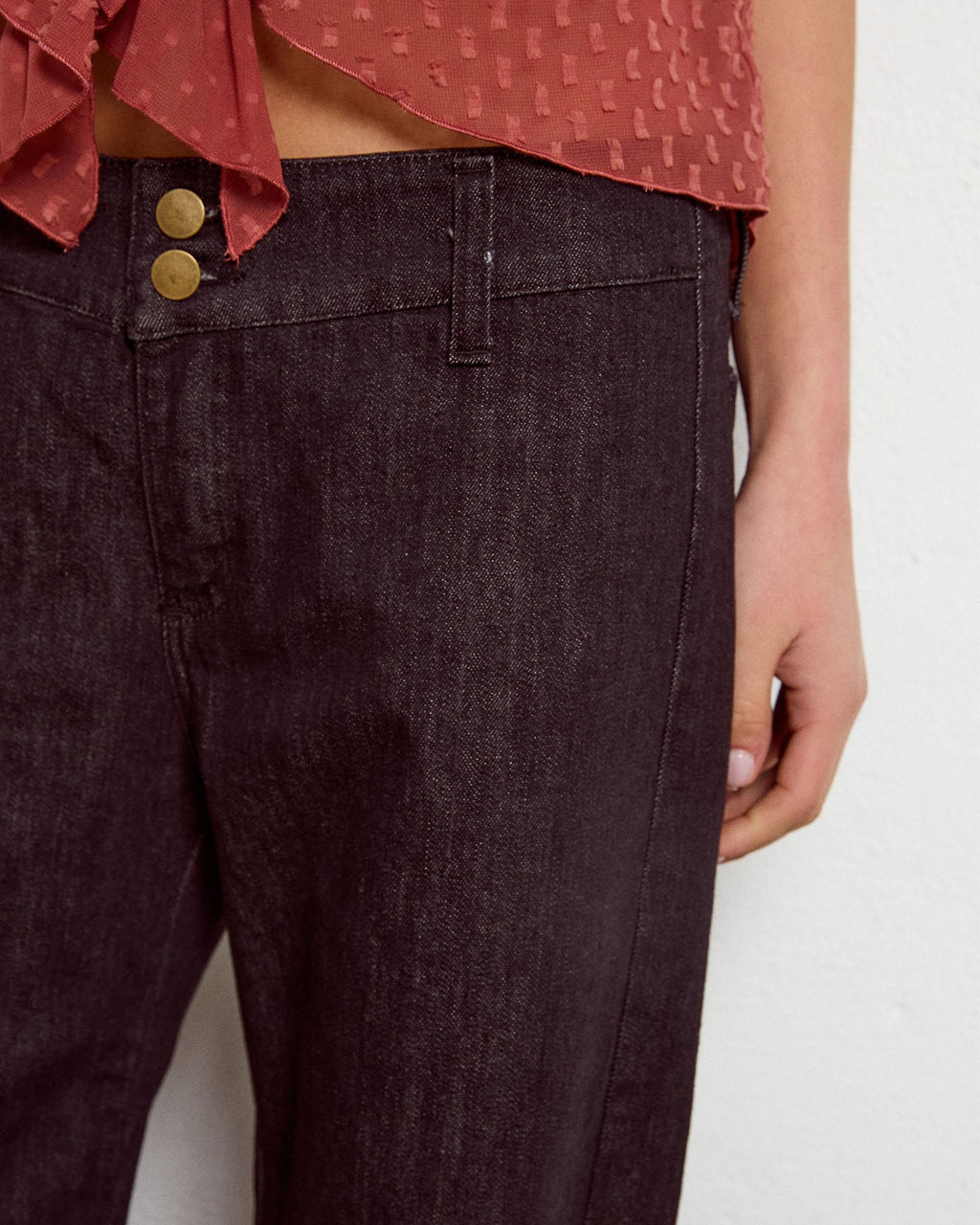 Jeans Cinturilla Doble Botón Negro