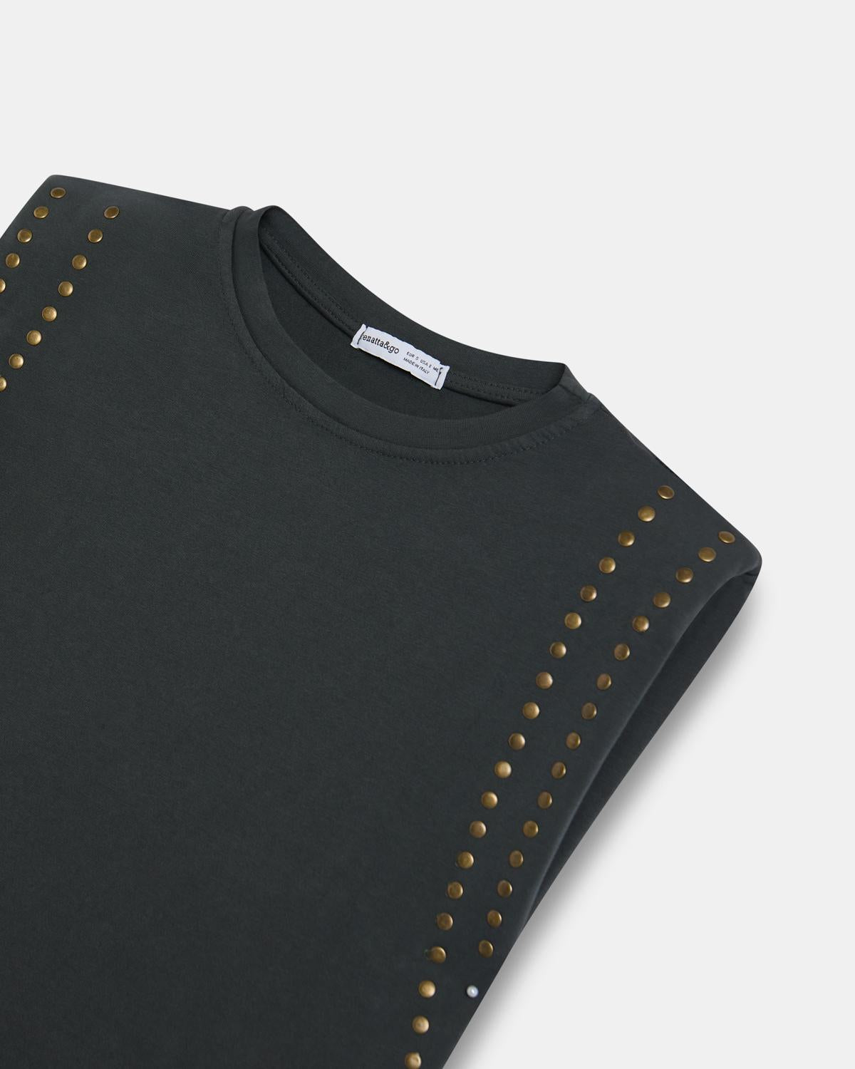 Camiseta Hombreras Tachuelas Antracita