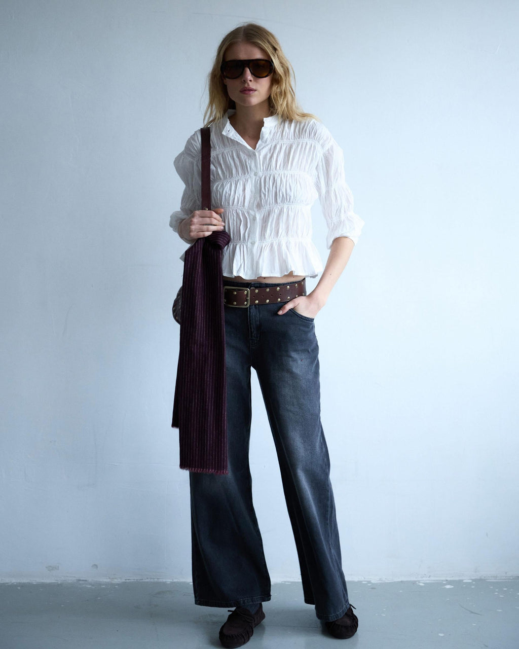 Blusa Fruncidos Blanca
