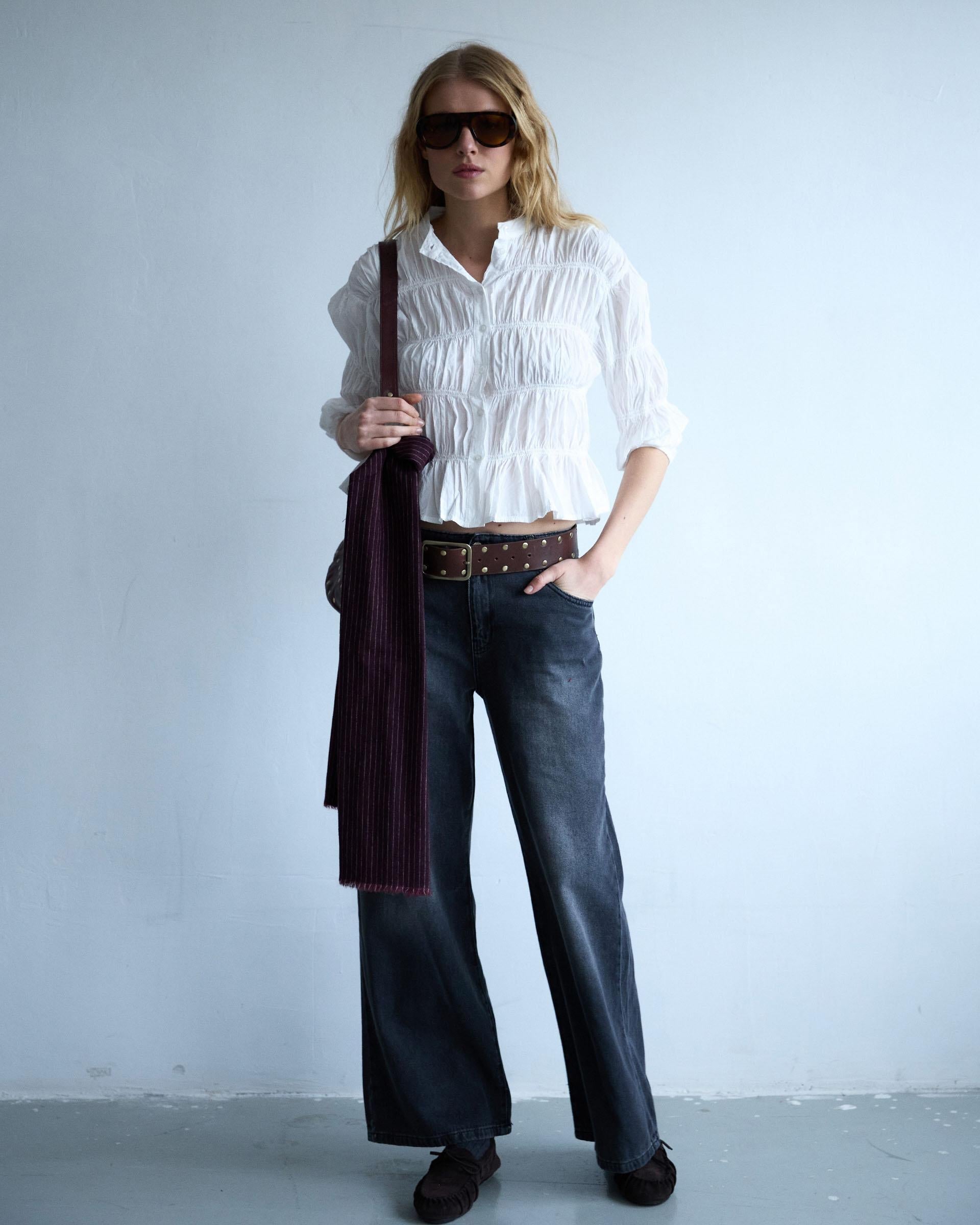 Blusa Fruncidos Blanca