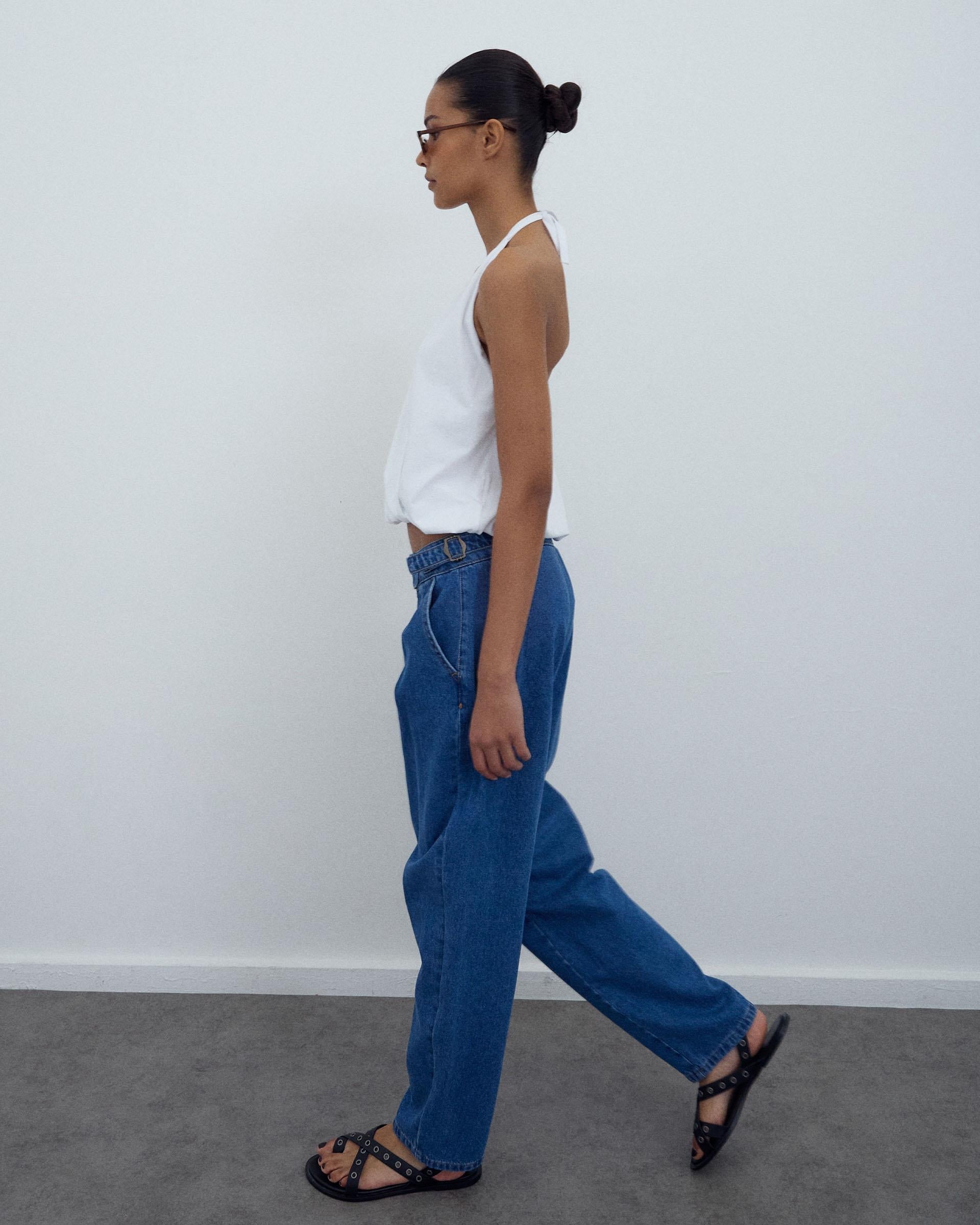 Jeans Pieza Delantera Azul