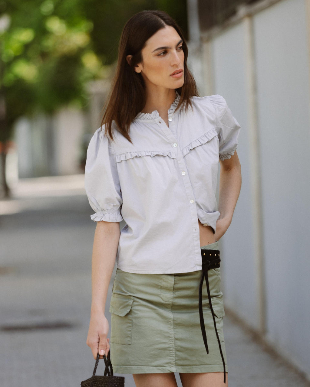 Minifalda Bolsillos Cargo Verde