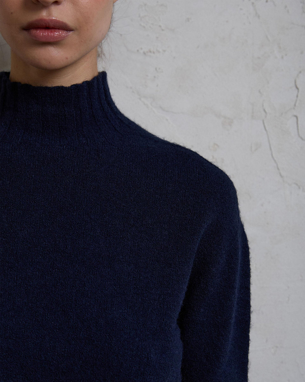 Jersey Cuello Alto Rib Azul Marino