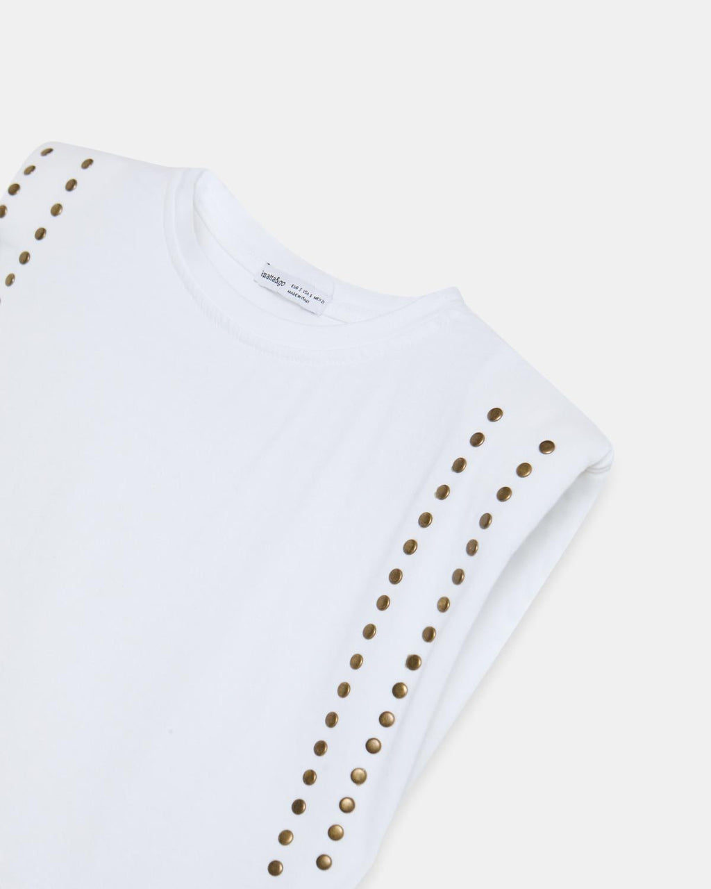 Camiseta Hombreras Tachuelas Blanco