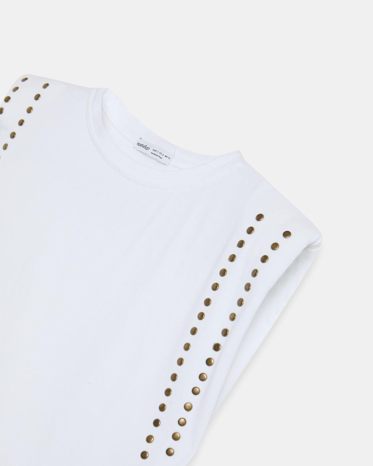 Camiseta Hombreras Tachuelas Blanco
