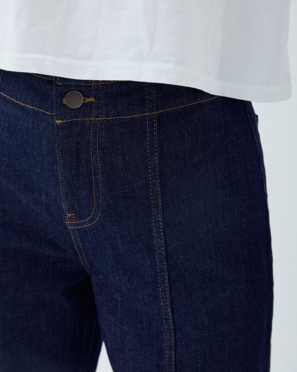 Jeans Costura Pespuntes Azul Oscuro