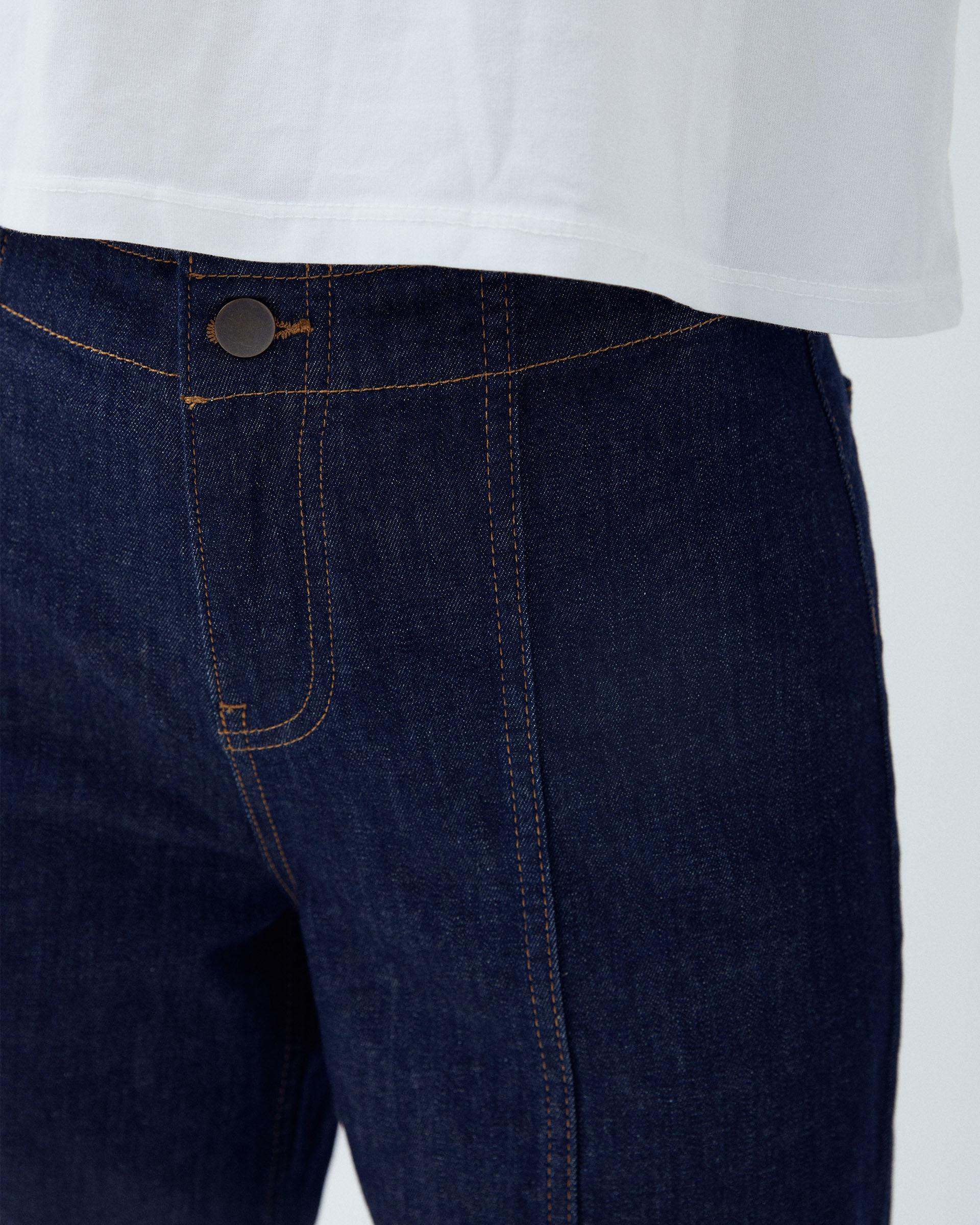 Jeans Costura Pespuntes Azul Oscuro