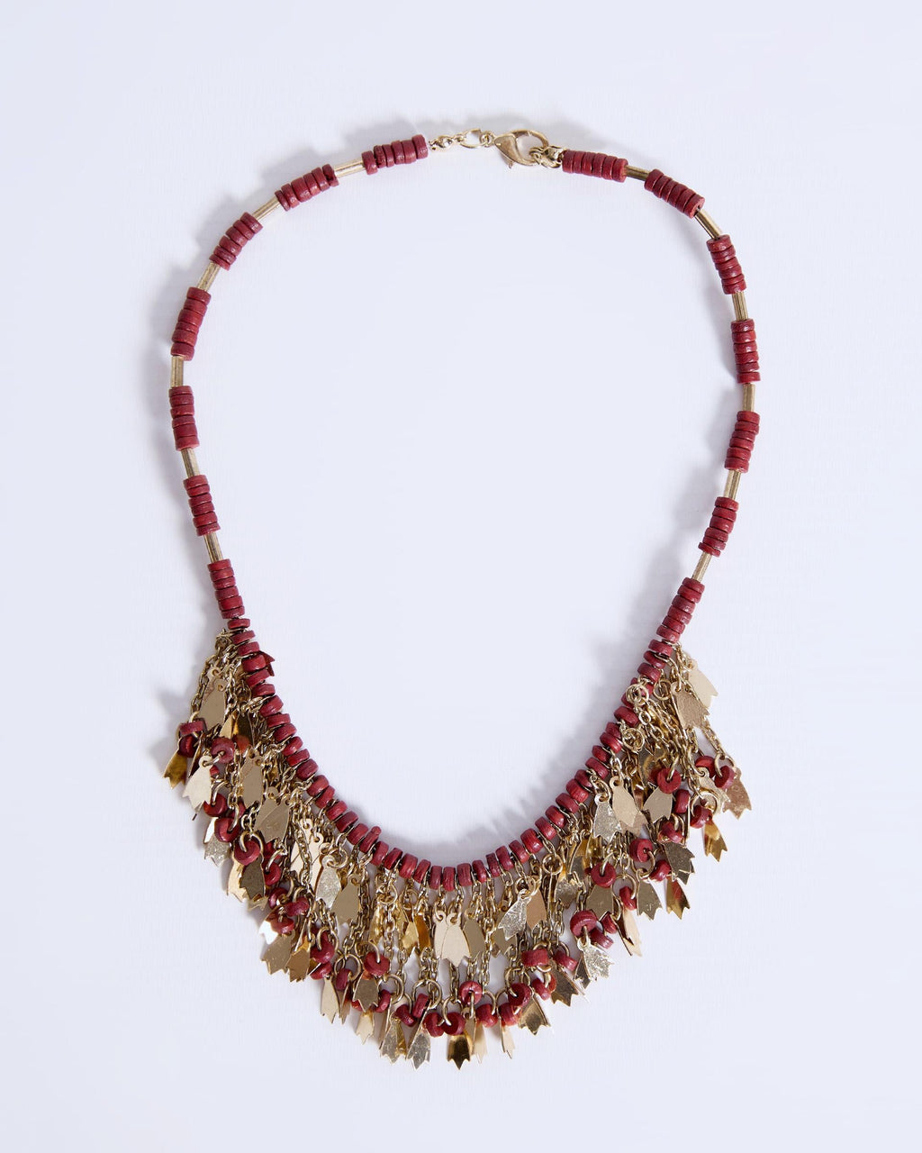 Collar Tiras Abalorios Granate
