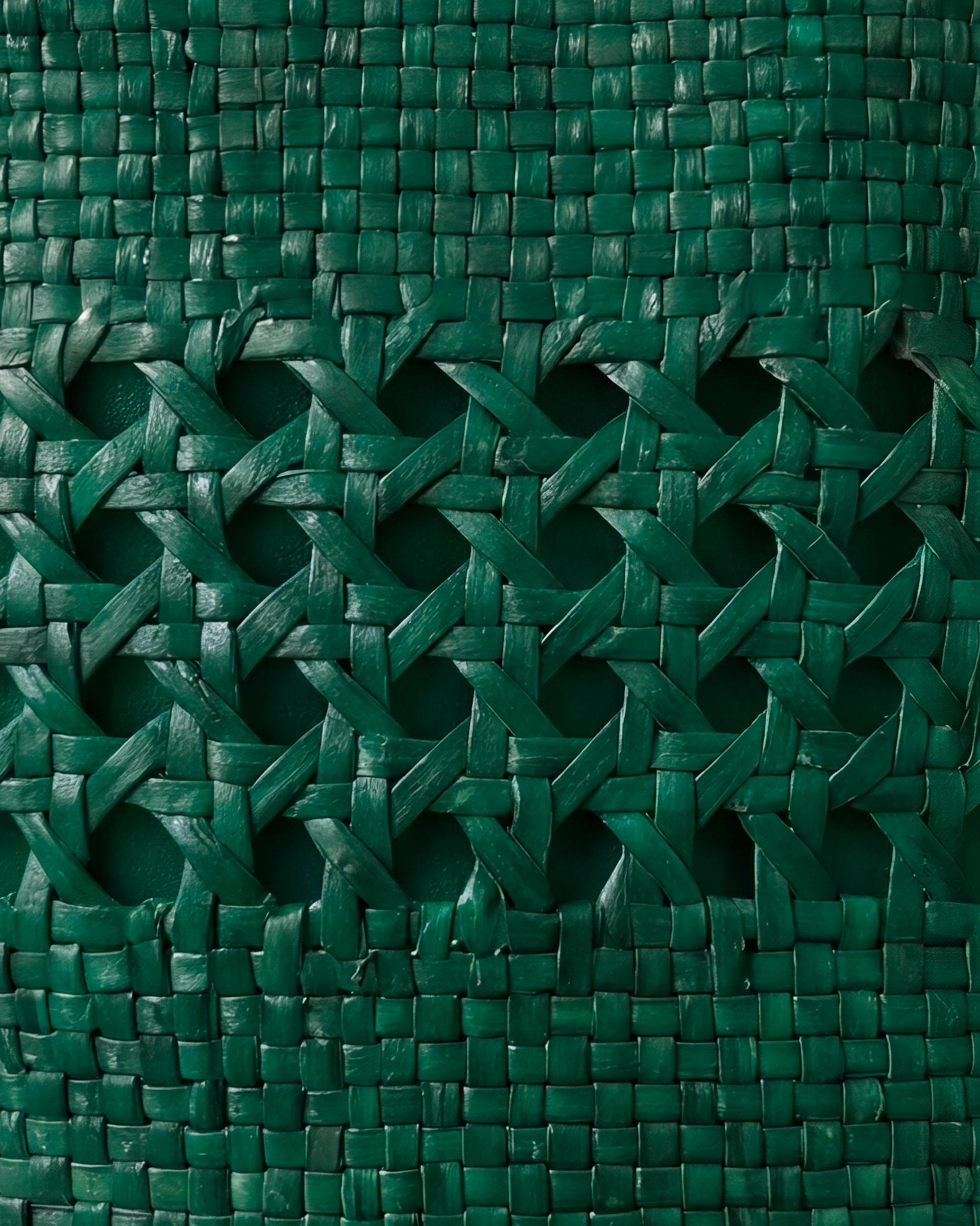 Bolso Bucket Piel Trenzada Verde