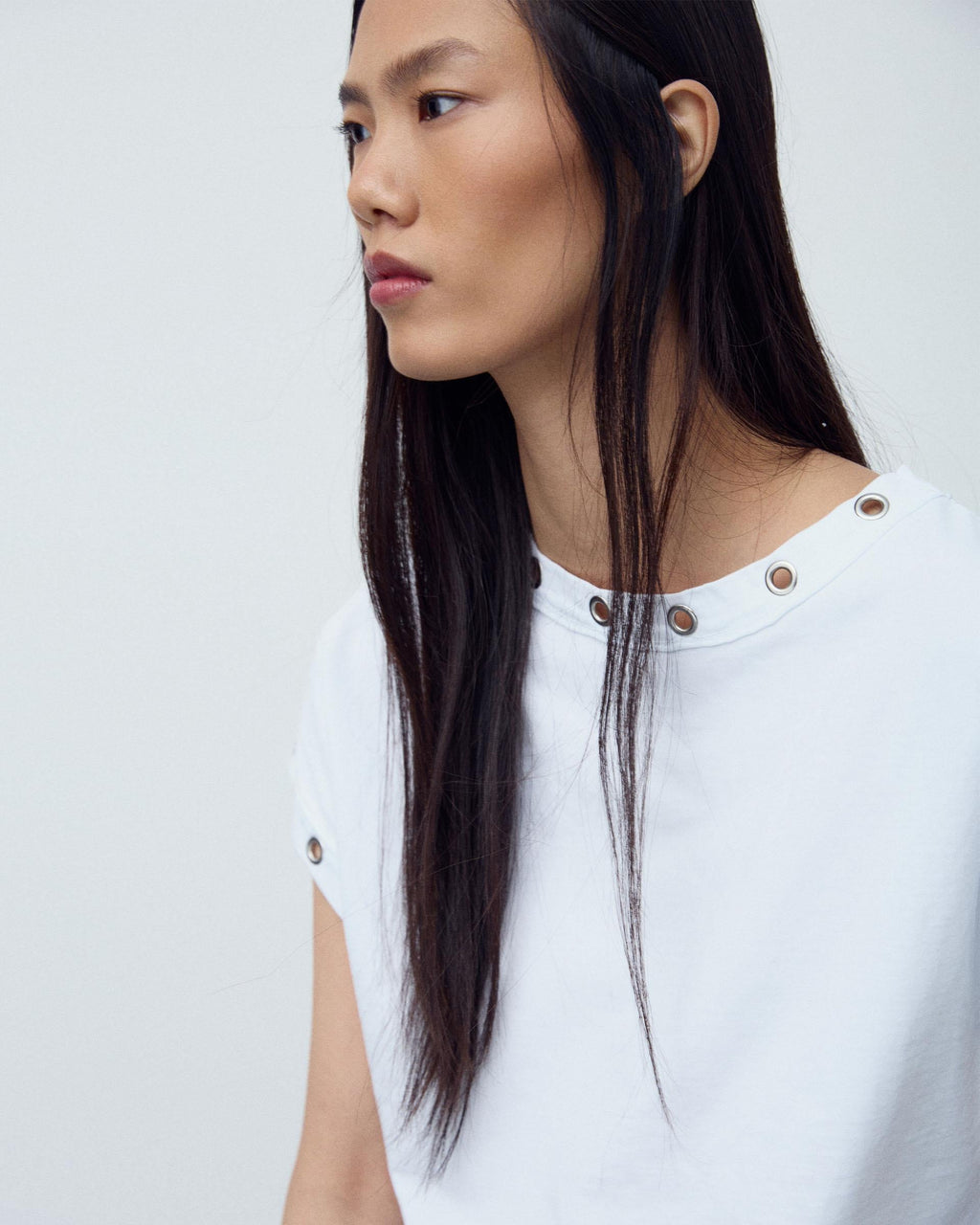 Camiseta Manga Corta Eyelets Blanco