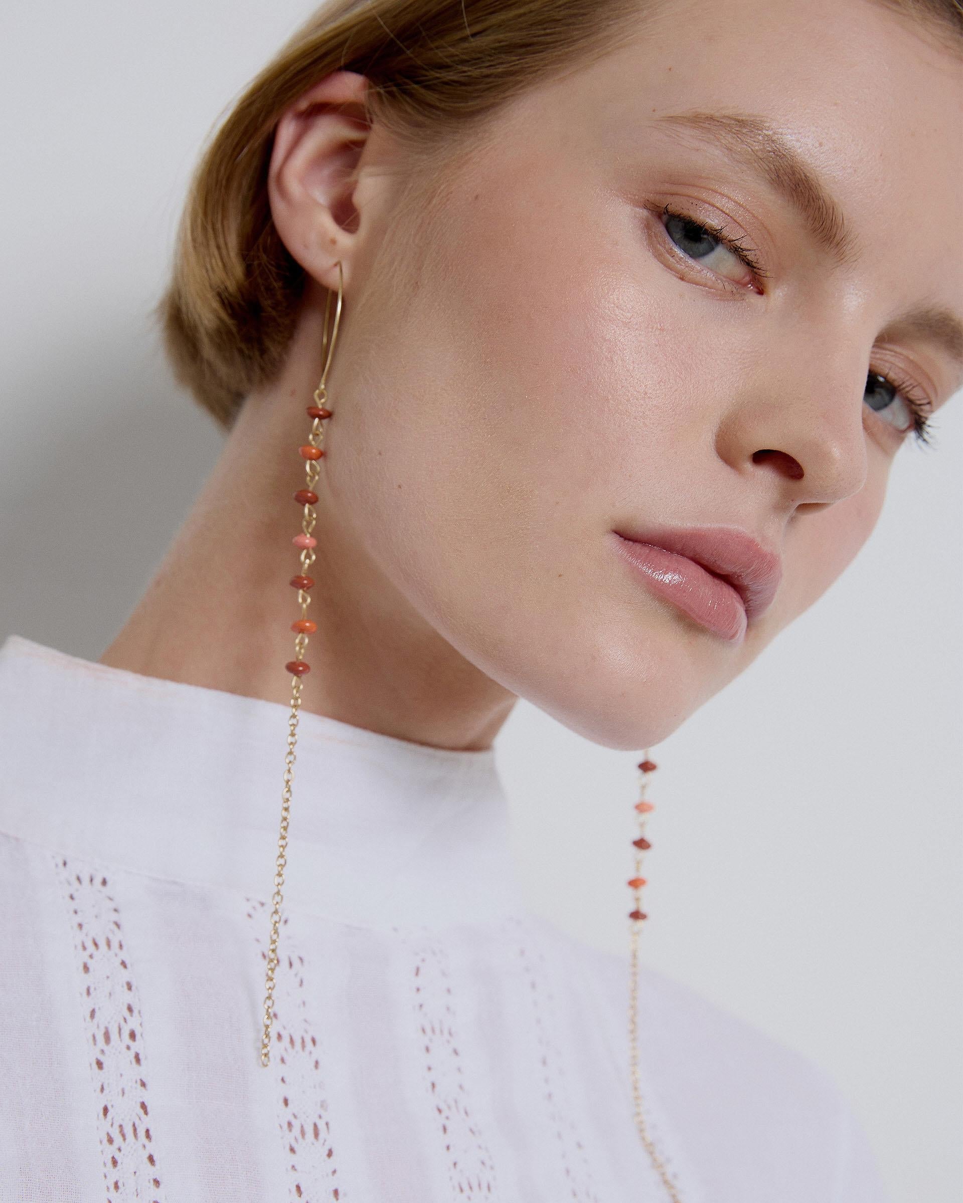 Pendientes Gancho Tira Bolitas Naranja