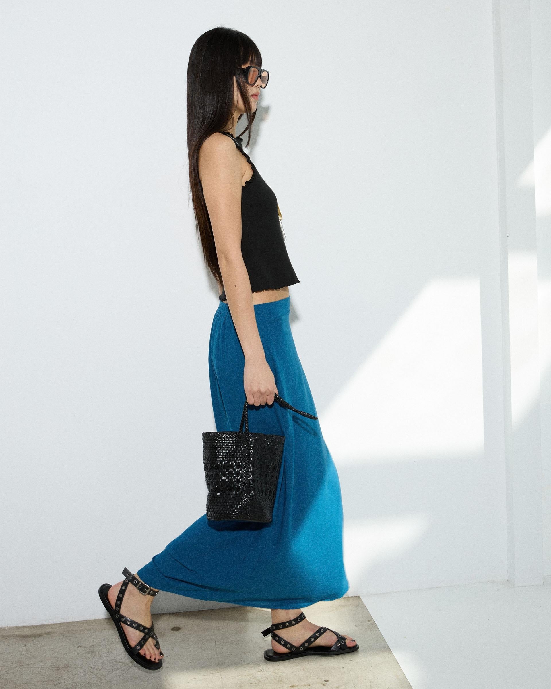 Falda Larga Recta Azul