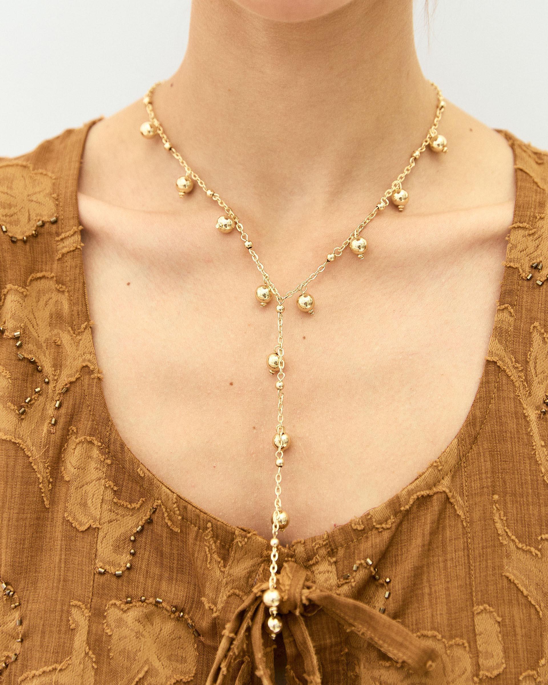 Collar Corbatero Bolitas Oro