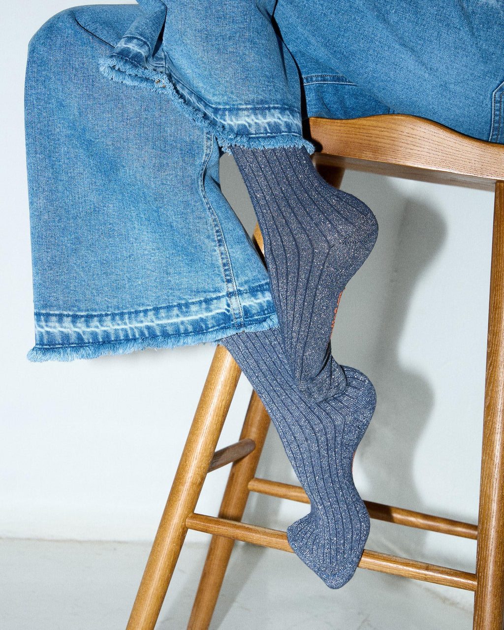 Calcetines Media Caña Lurex Azul Oscuro