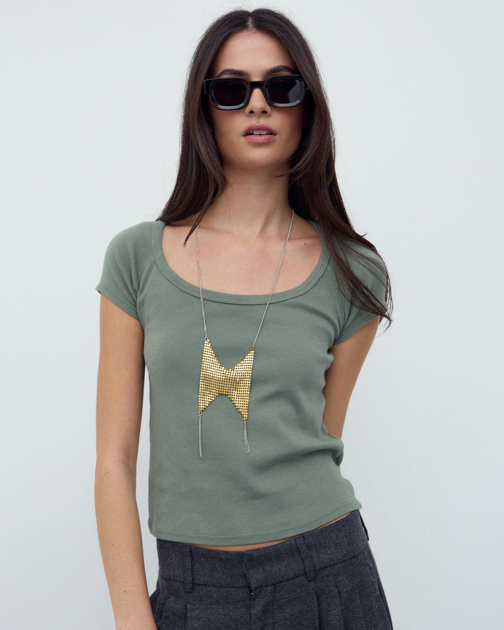 Camiseta Escote Redondo Verde