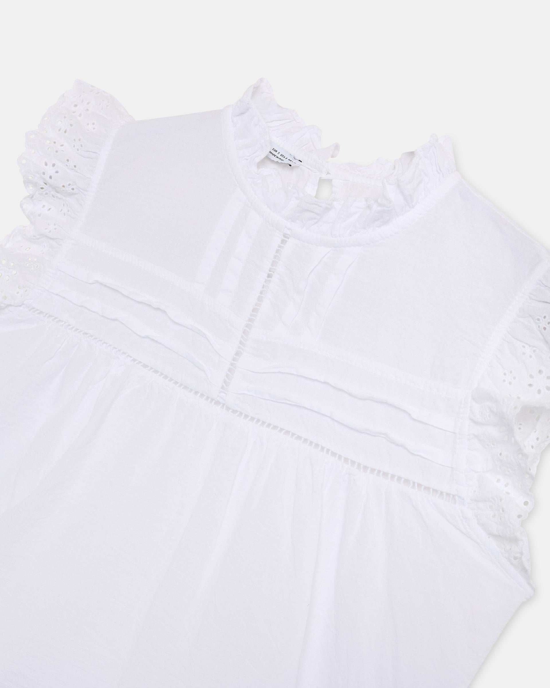 Blusa Mangas Troqueladas Blanca