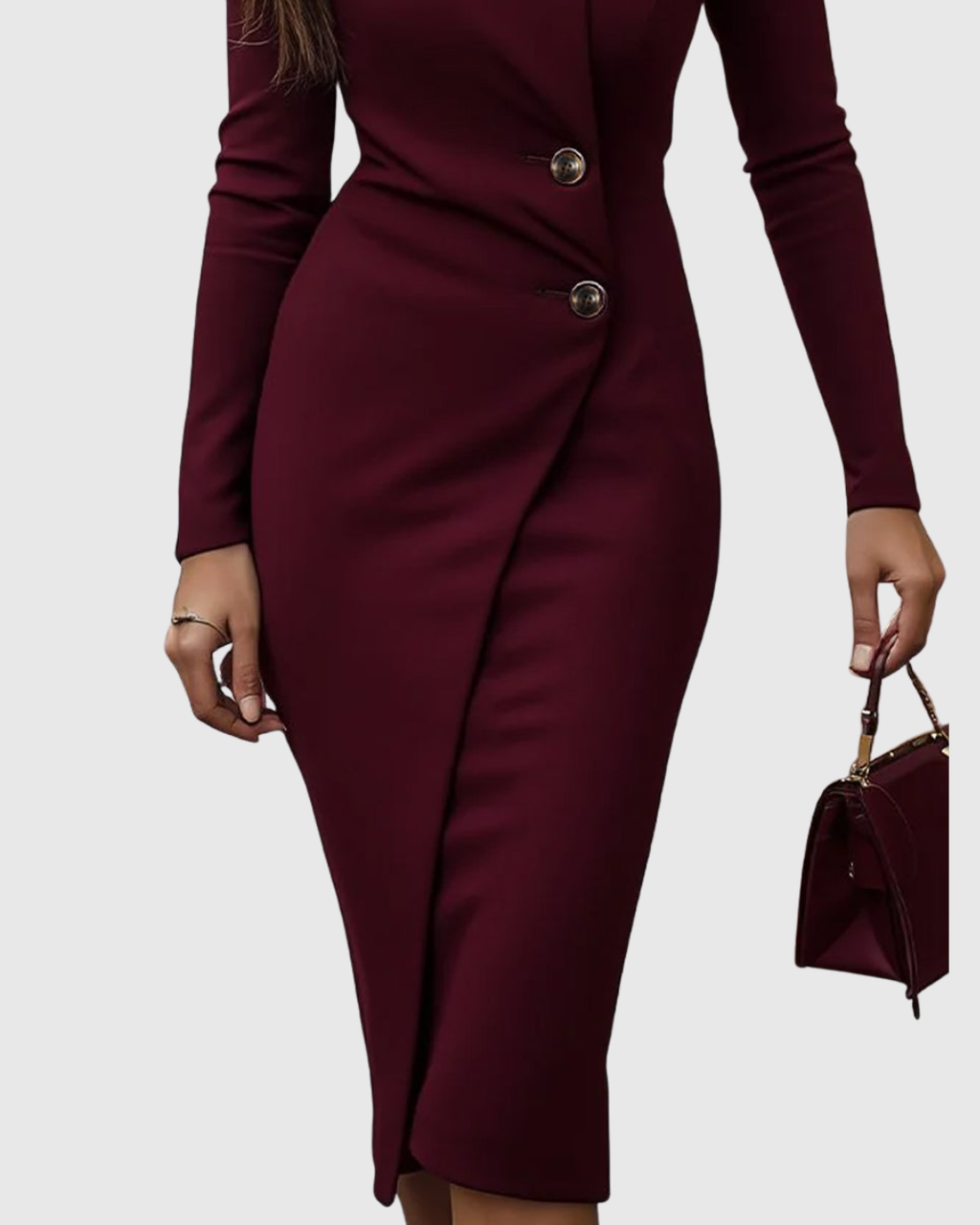 Macarena | Vestido midi cruzado con botones y manga larga