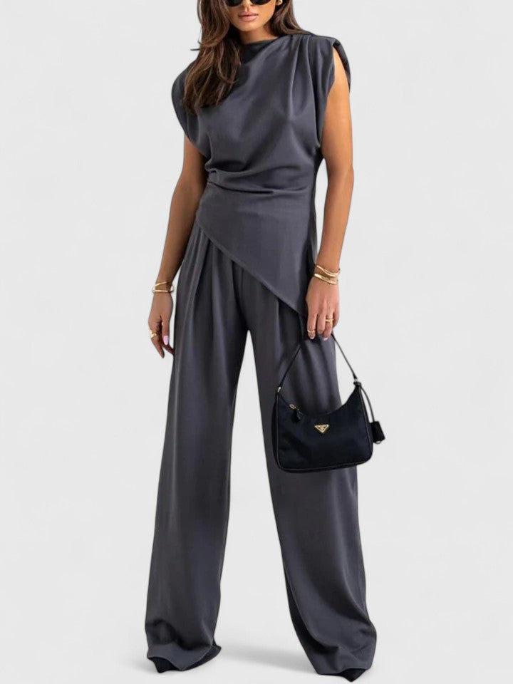 Renata | Conjunto elegante con pantalón y top sin mangas