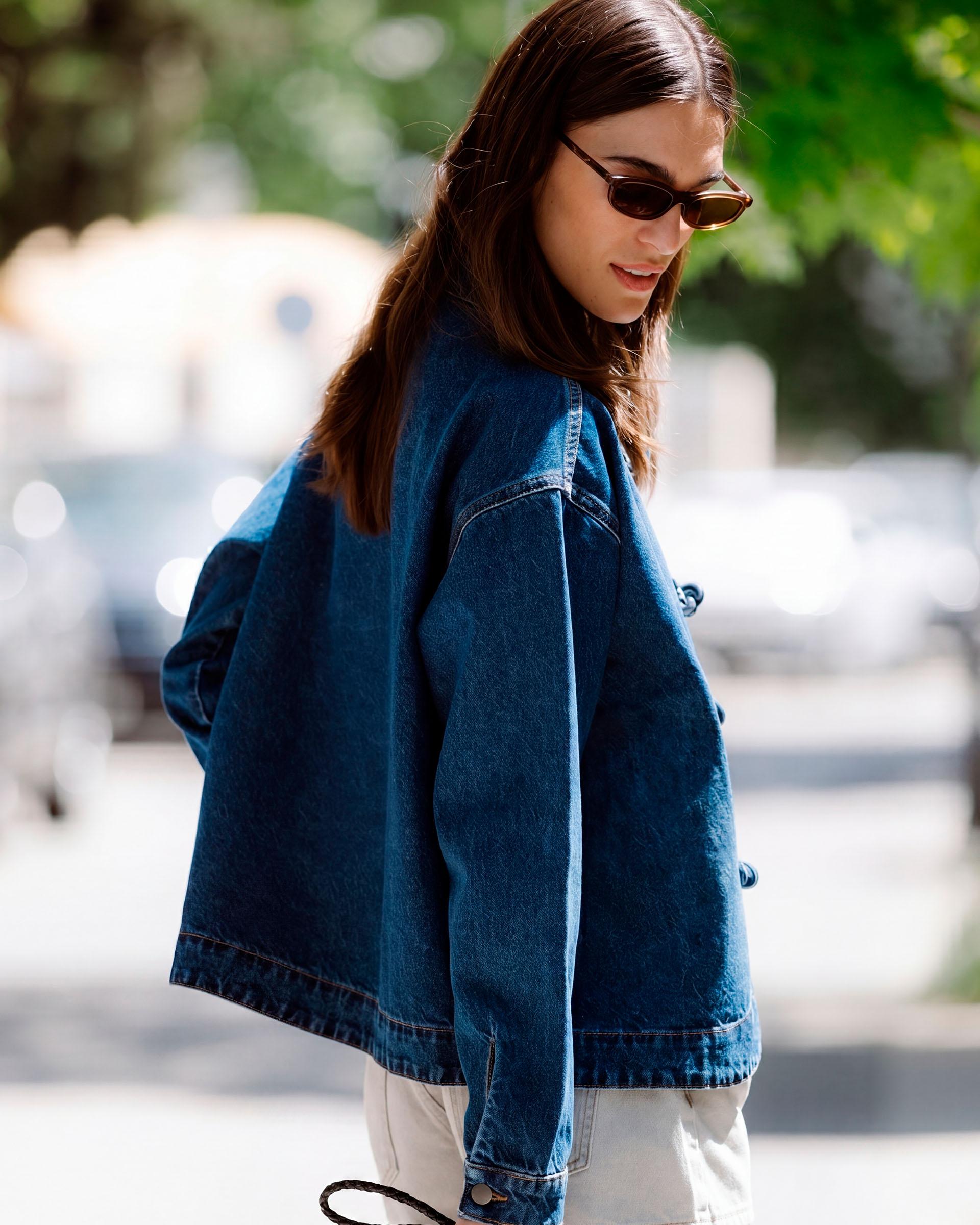 Cazadora Denim Alamares Azul
