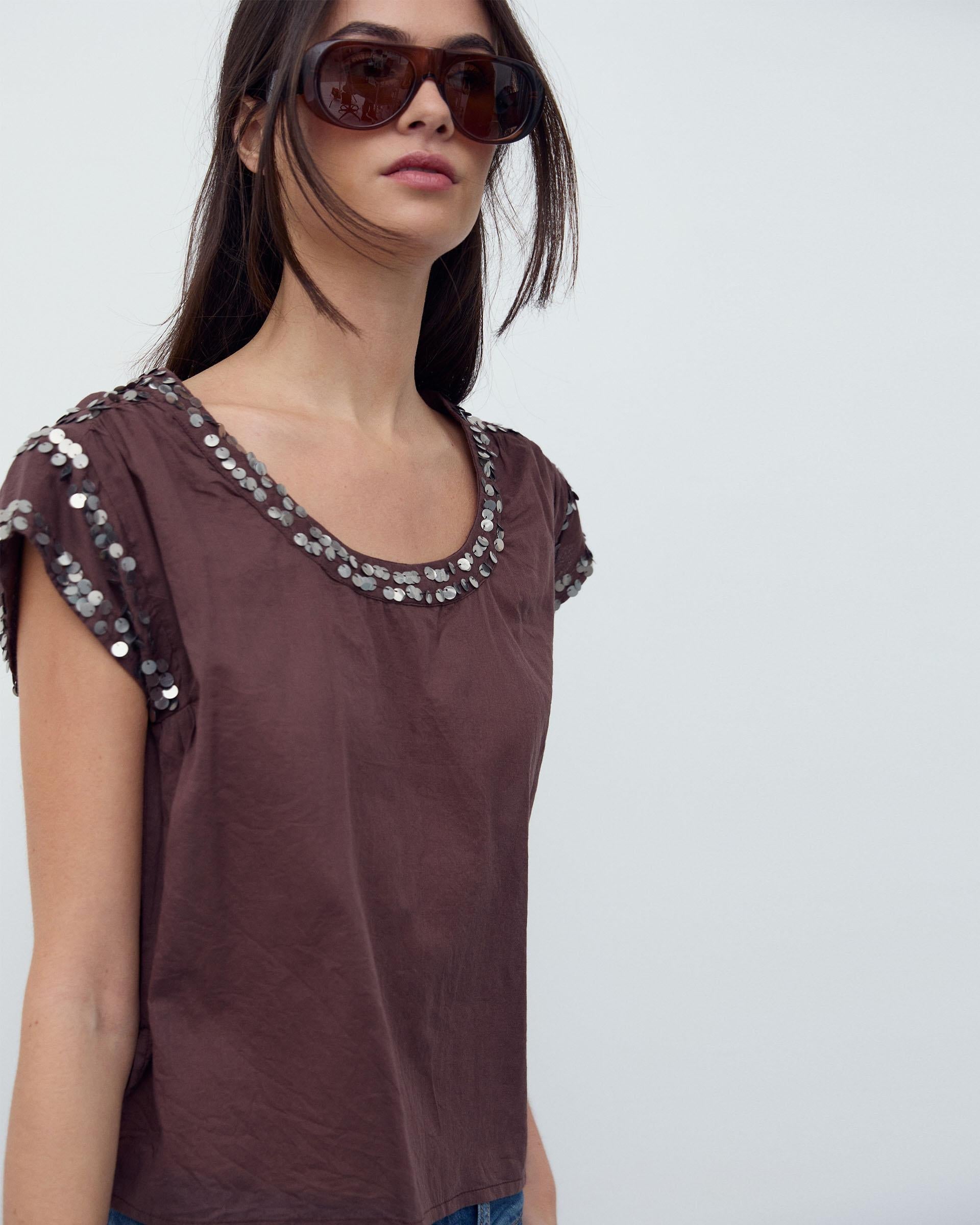 Blusa Lentejuelas Marrón