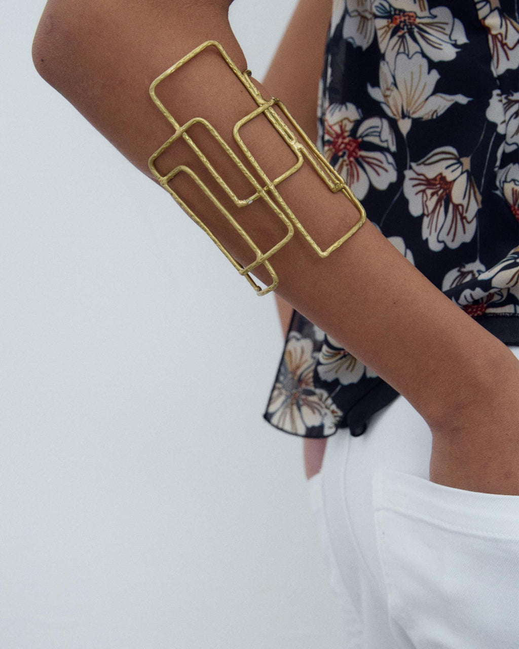 Pulsera Brazalete Rectangulos Oro