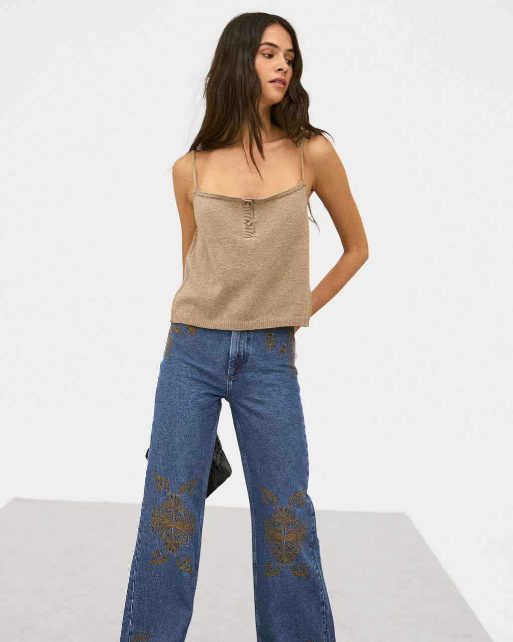 Jeans Bordados Étnicos Azul