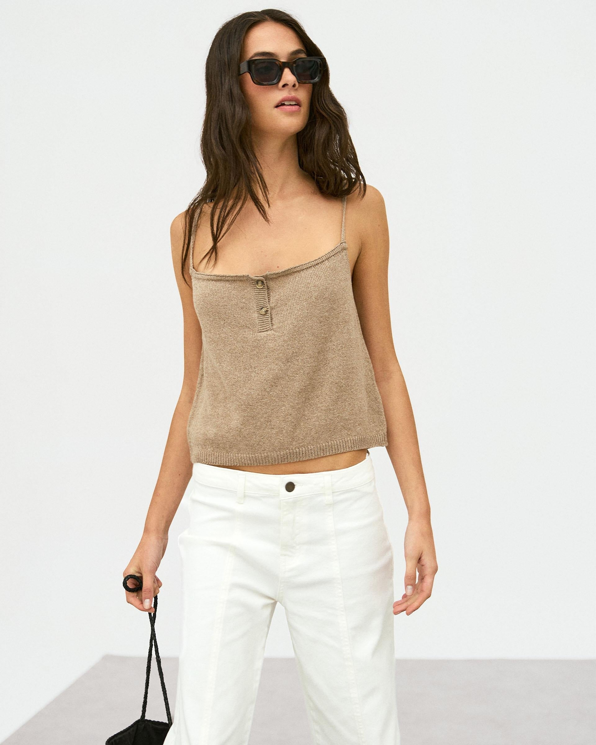 Top Punto Botones Beige