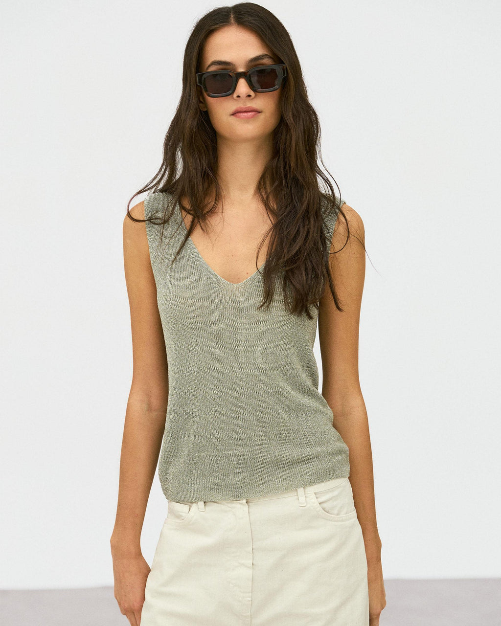 Top Tirantes Lurex Verde