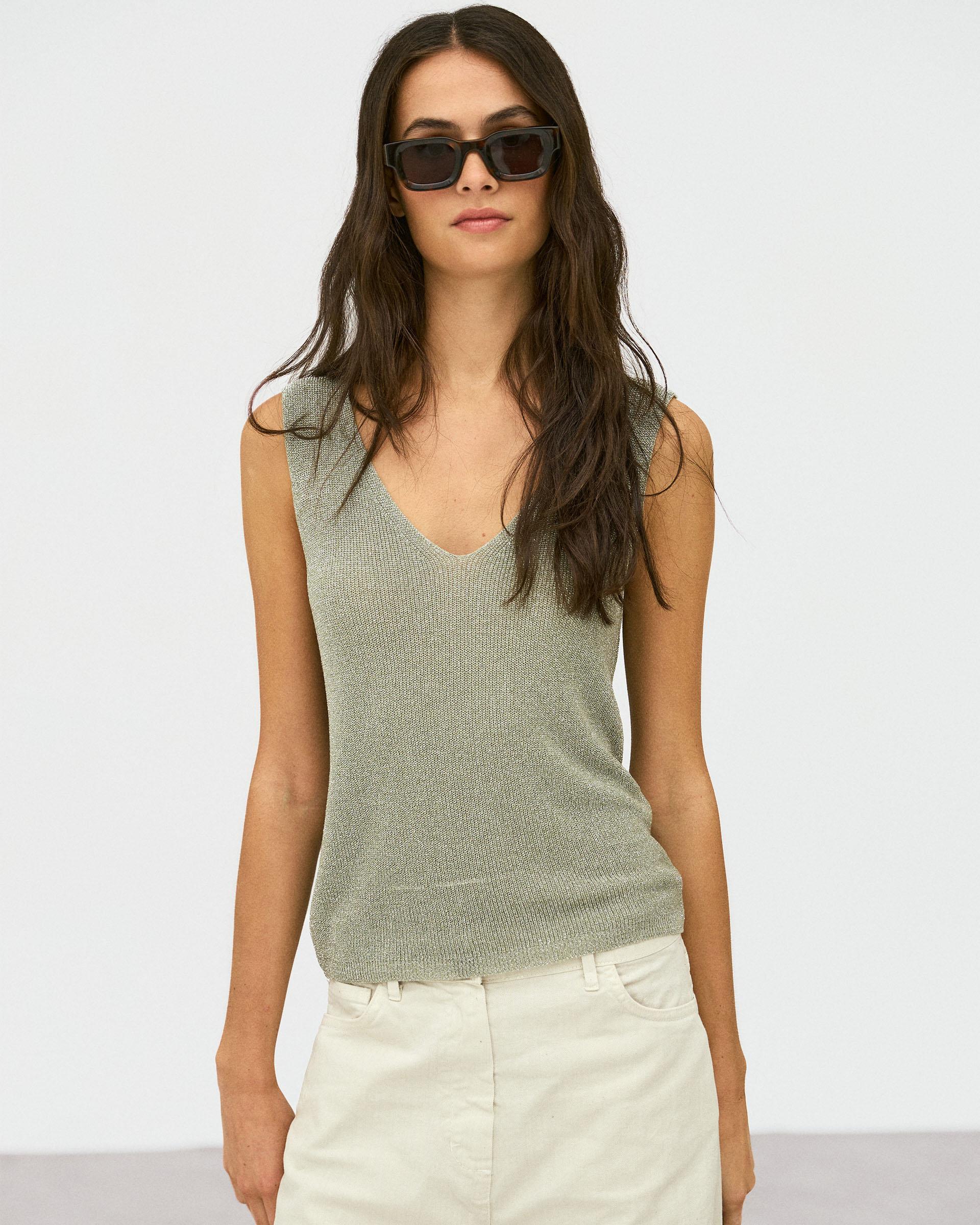 Top Tirantes Lurex Verde