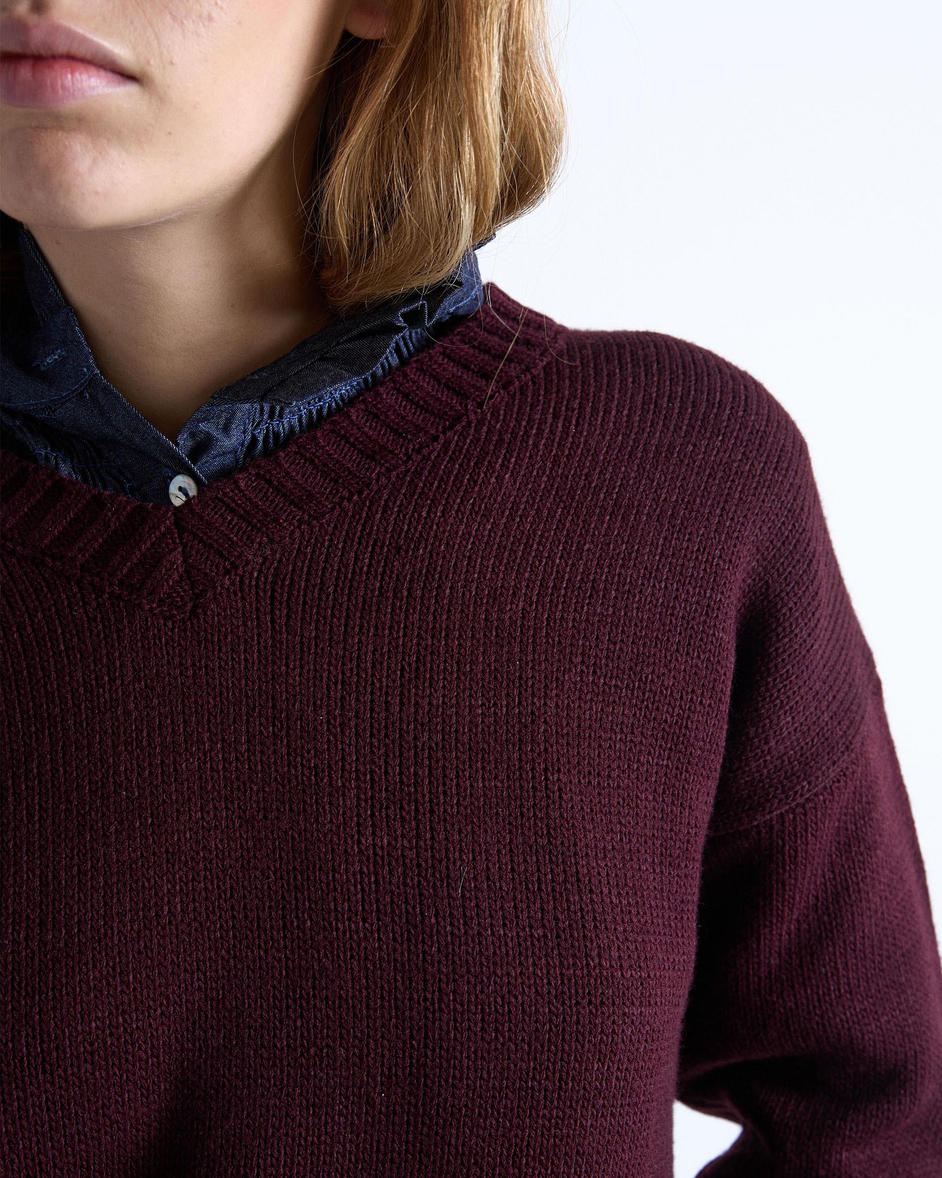 Jersey Cuello Pico Rib Granate